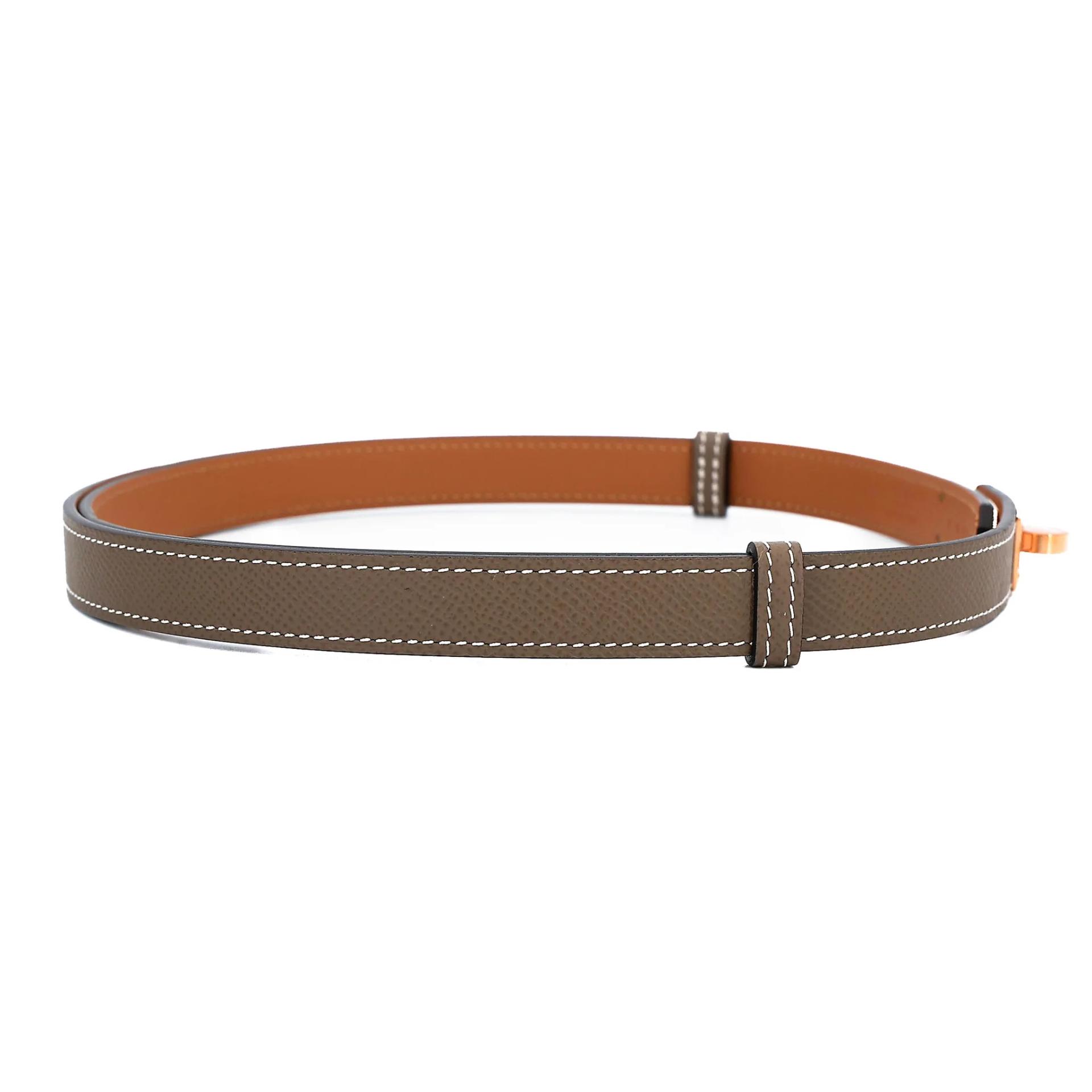 Brand New ( Rank N ) HERMÈS Kelly belt Etoupe (18) Epsom Rose Gold hardware B (2023) - 4