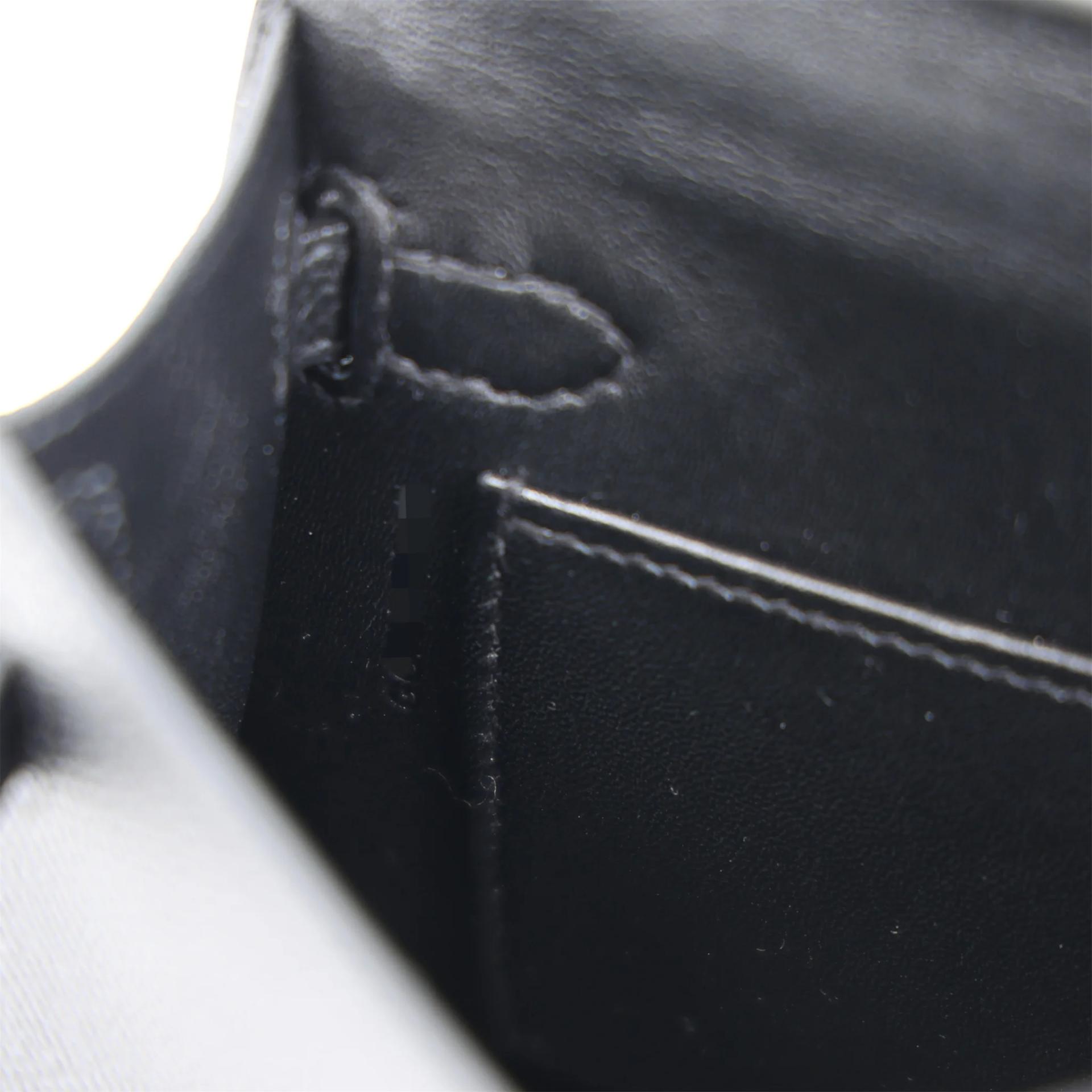Excellent ( Rank SA ) HERMÈS Mini Kelly II Noir (89) Epsom Palladium hardware G (2026) - 14