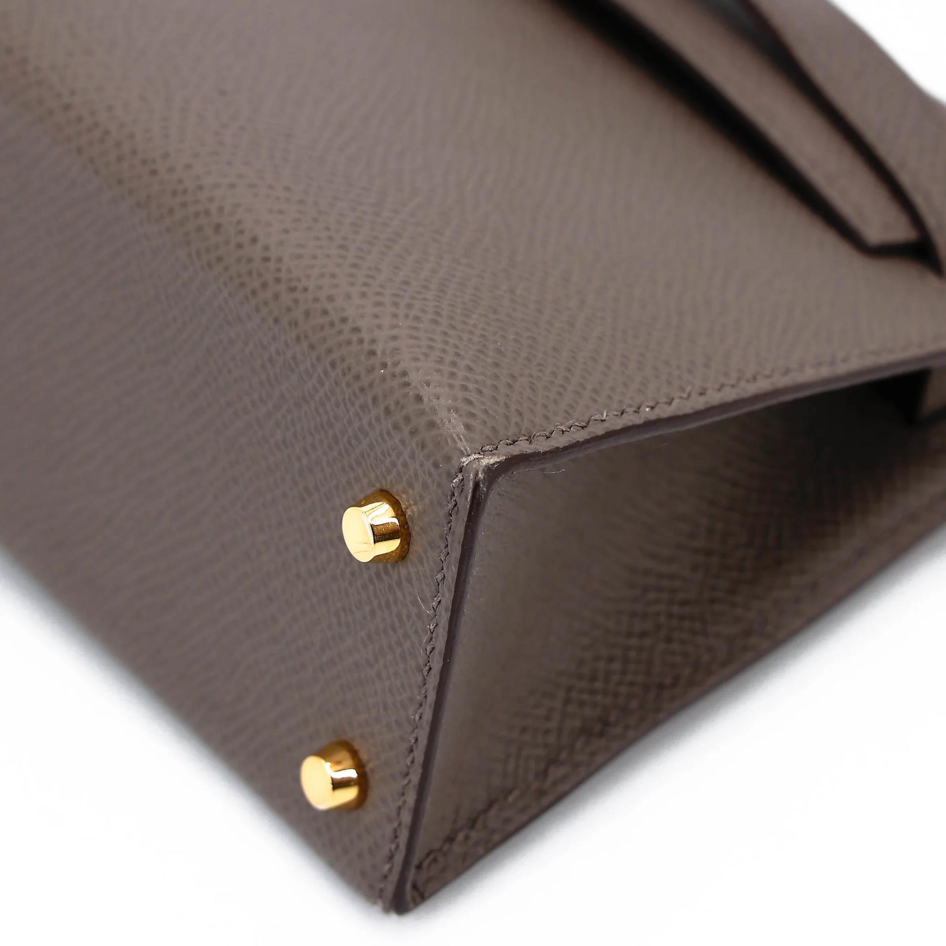 Very Good ( Rank A) HERMÈS Mini Kelly II Etain (8F) Epsom Gold hardware Y (2020) - 8