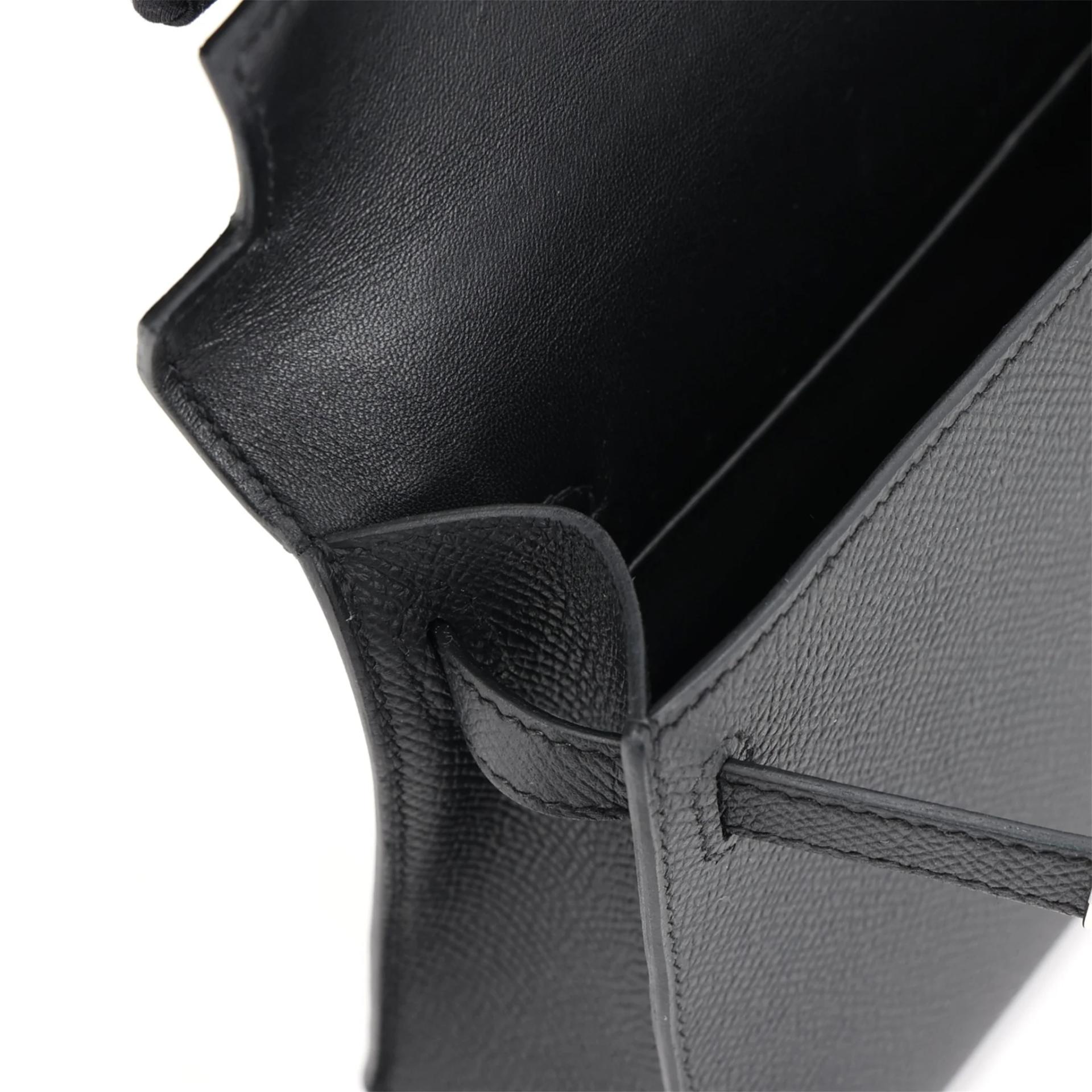 Excellent ( Rank SA ) HERMÈS Mini Kelly II Noir (89) Epsom Palladium hardware G (2026) - 12