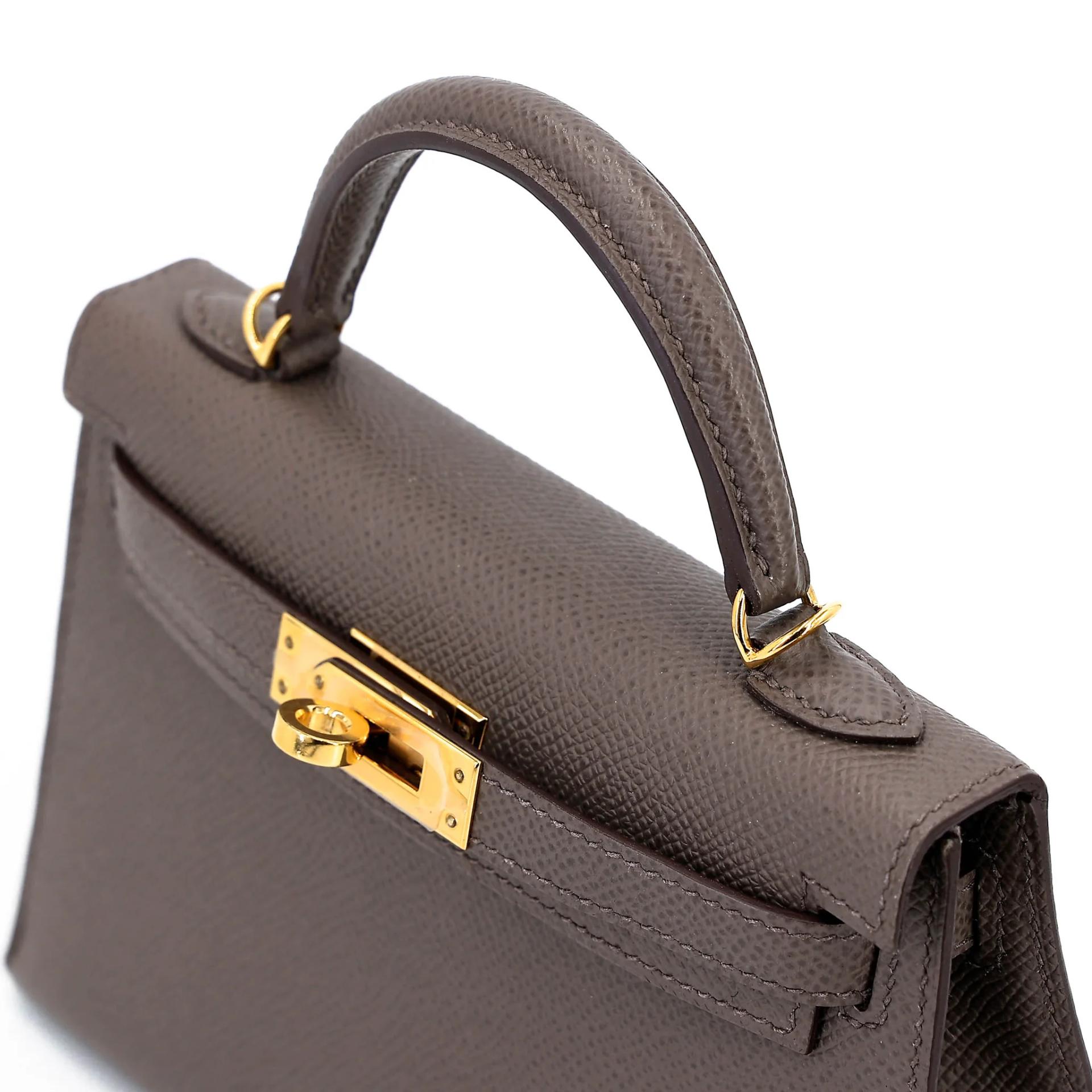 Very Good ( Rank A) HERMÈS Mini Kelly II Etain (8F) Epsom Gold hardware Y (2020) - 3