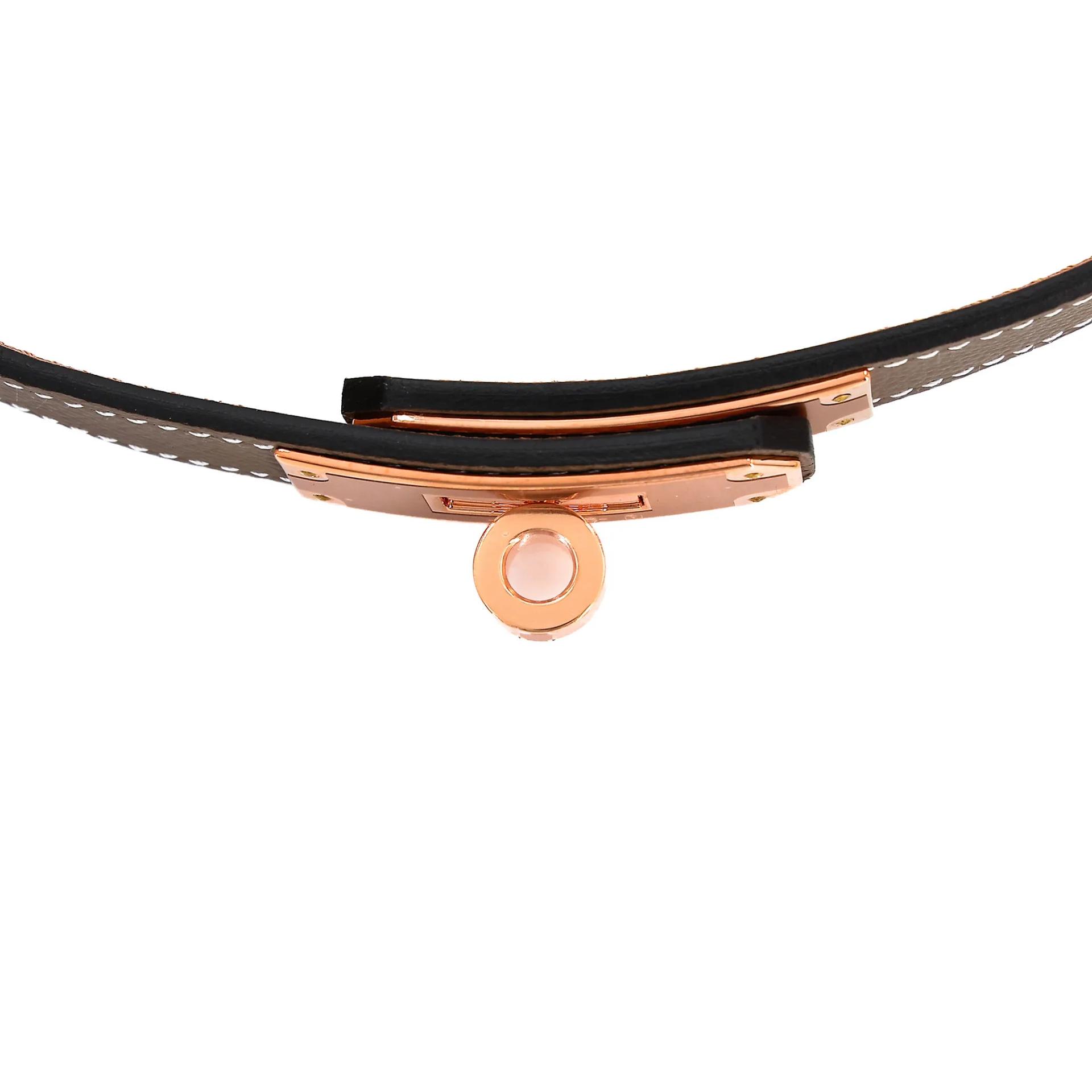 Brand New ( Rank N ) HERMÈS Kelly belt Etoupe (18) Epsom Rose Gold hardware B (2023) - 6