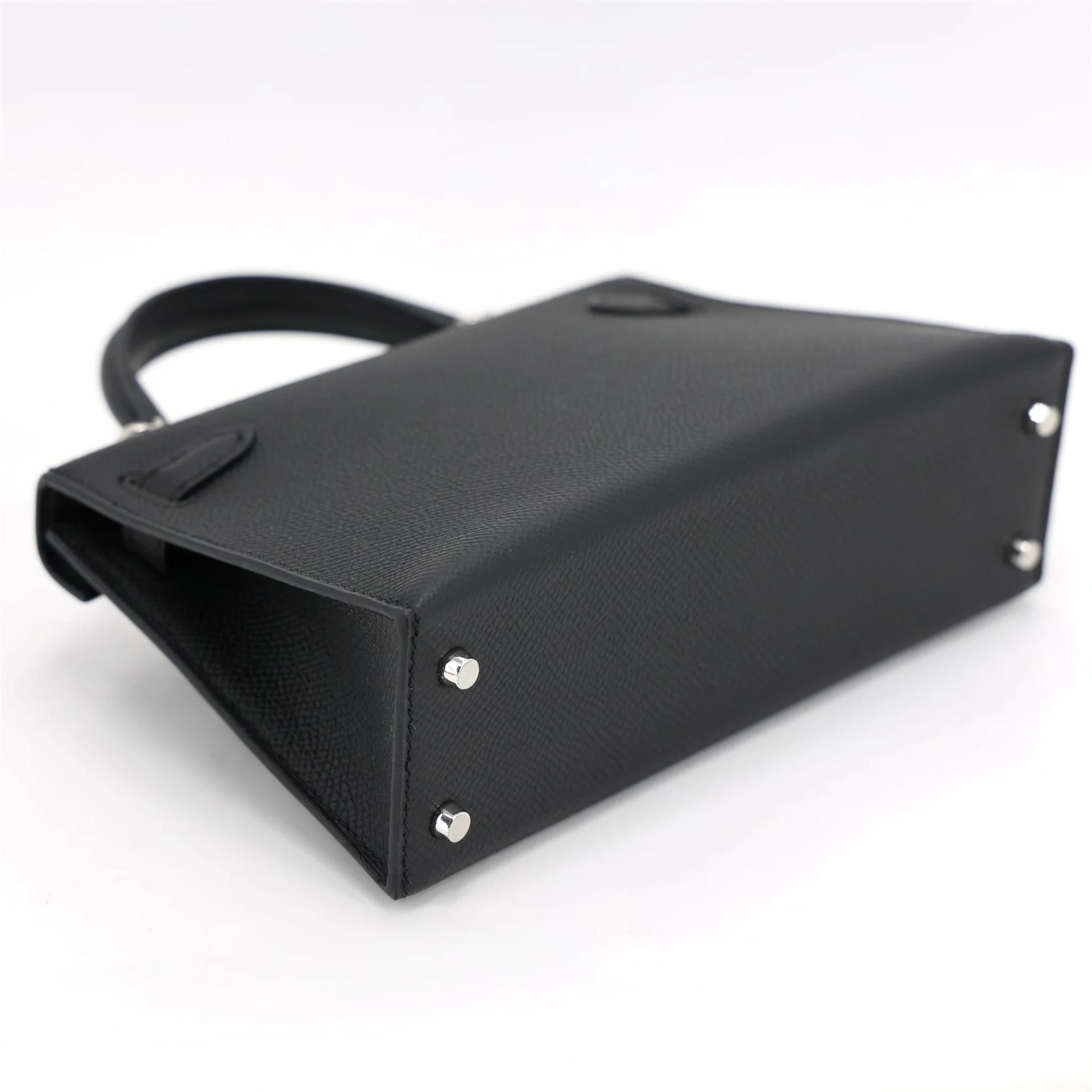 Excellent ( Rank SA ) HERMÈS Mini Kelly II Noir (89) Epsom Palladium hardware G (2026) - 6