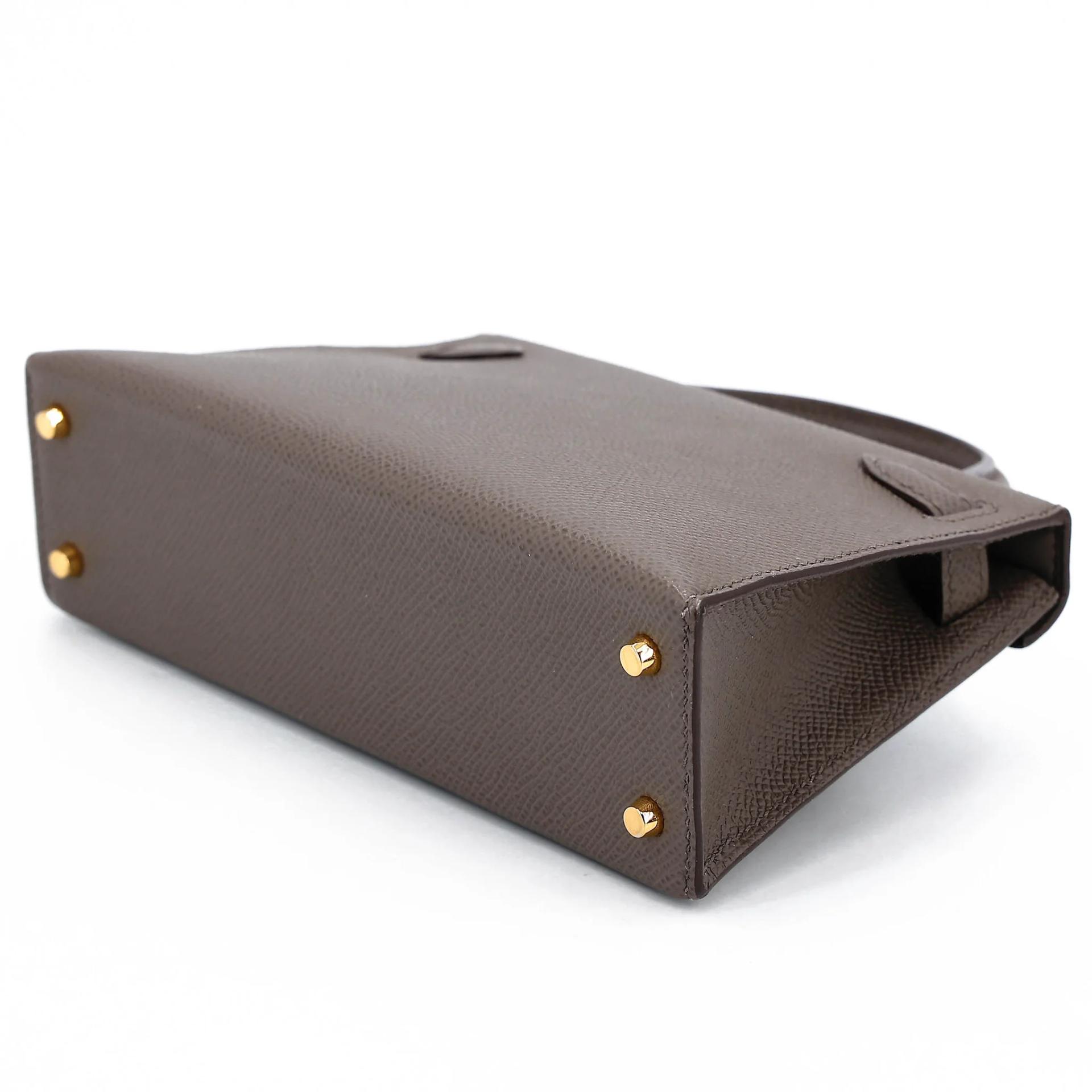 Very Good ( Rank A) HERMÈS Mini Kelly II Etain (8F) Epsom Gold hardware Y (2020) - 6