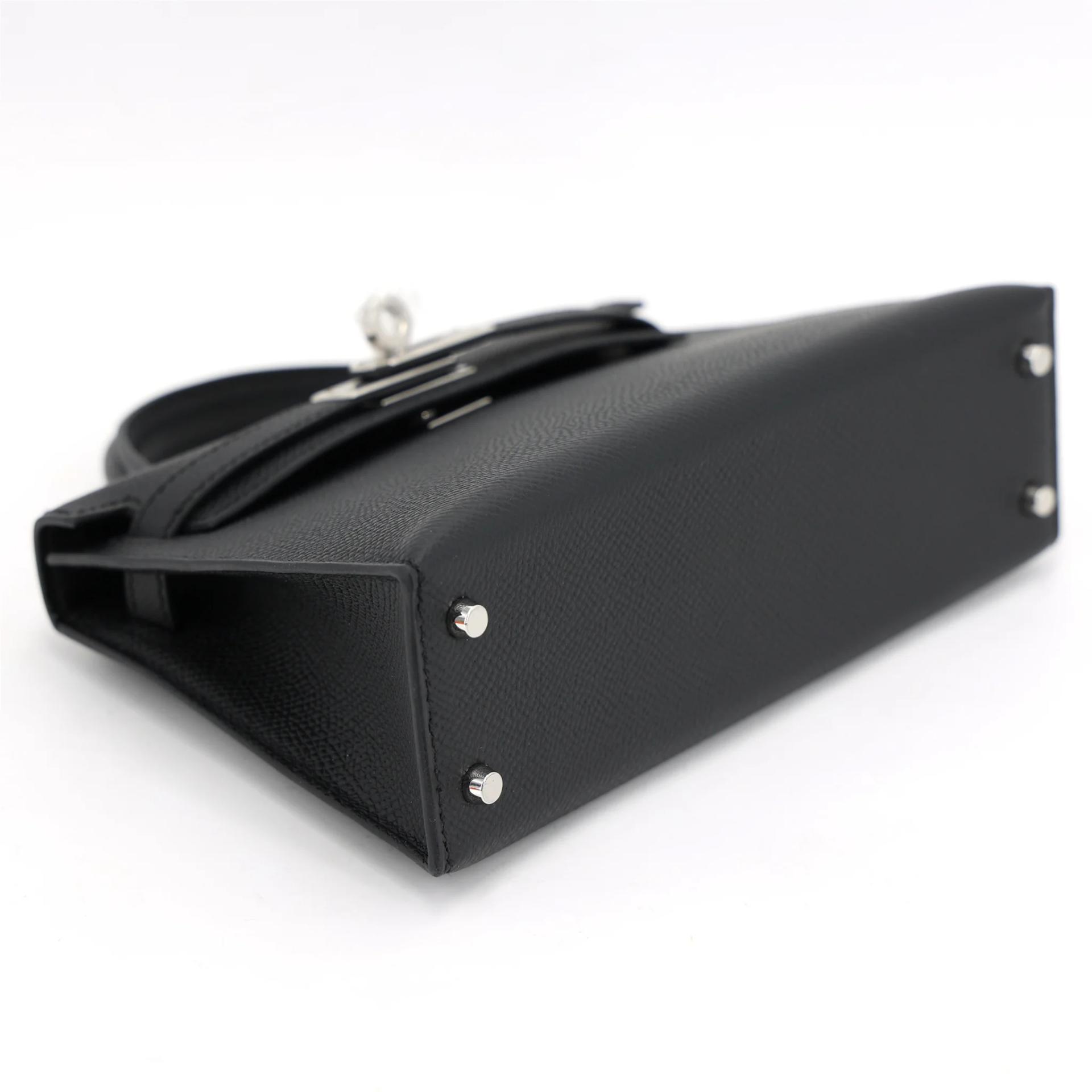 Excellent ( Rank SA ) HERMÈS Mini Kelly II Noir (89) Epsom Palladium hardware G (2026) - 4