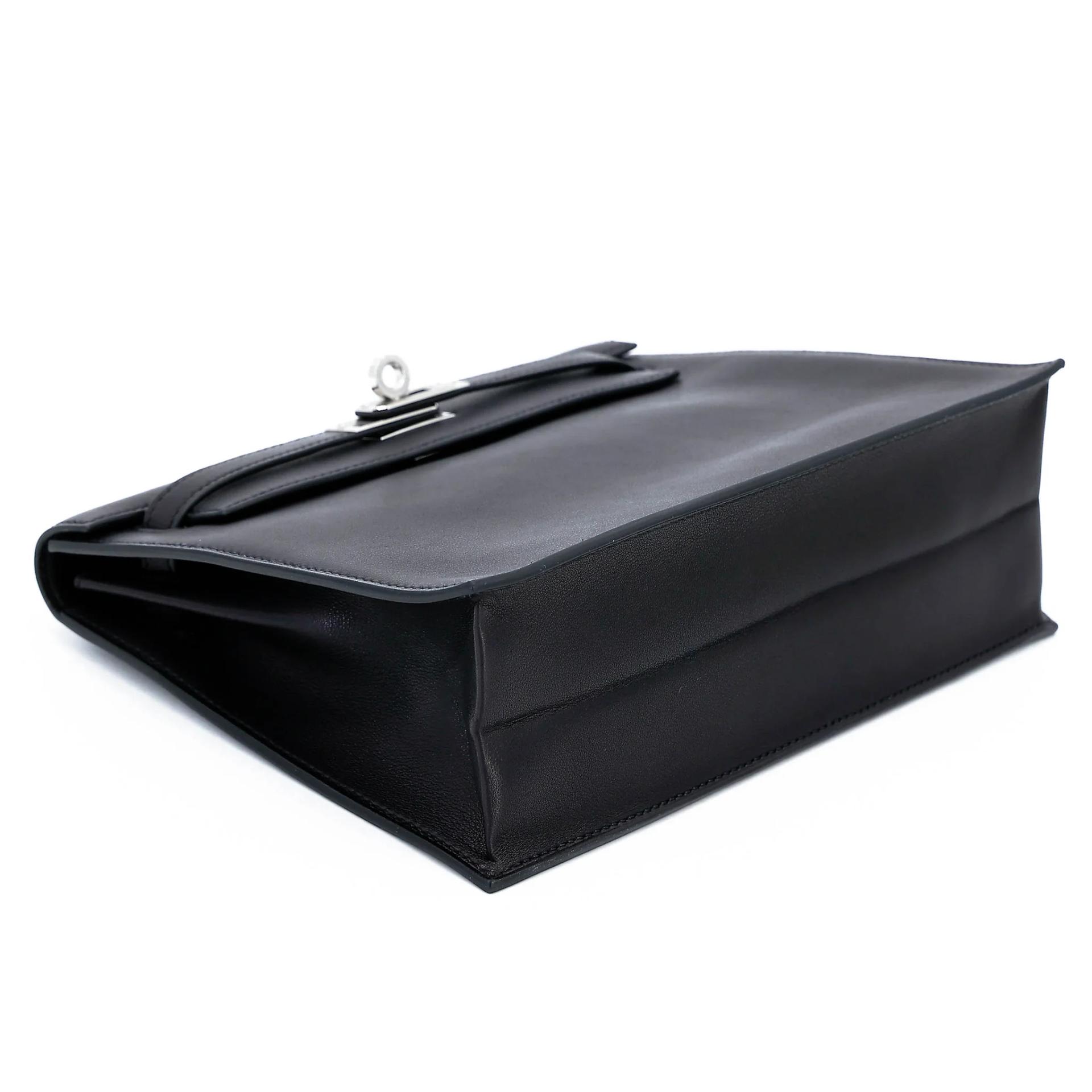 Brand New ( Rank N ) HERMÈS Kelly Danse Noir (89) Volupto calfskin Palladium hardware G (2026) - 4