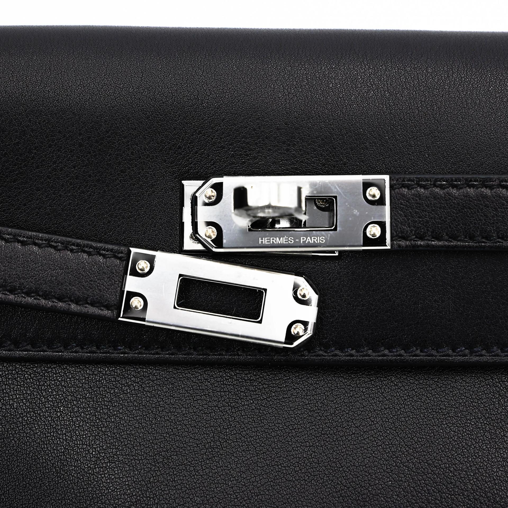 Brand New ( Rank N ) HERMÈS Kelly Danse Noir (89) Volupto calfskin Palladium hardware G (2026) - 7