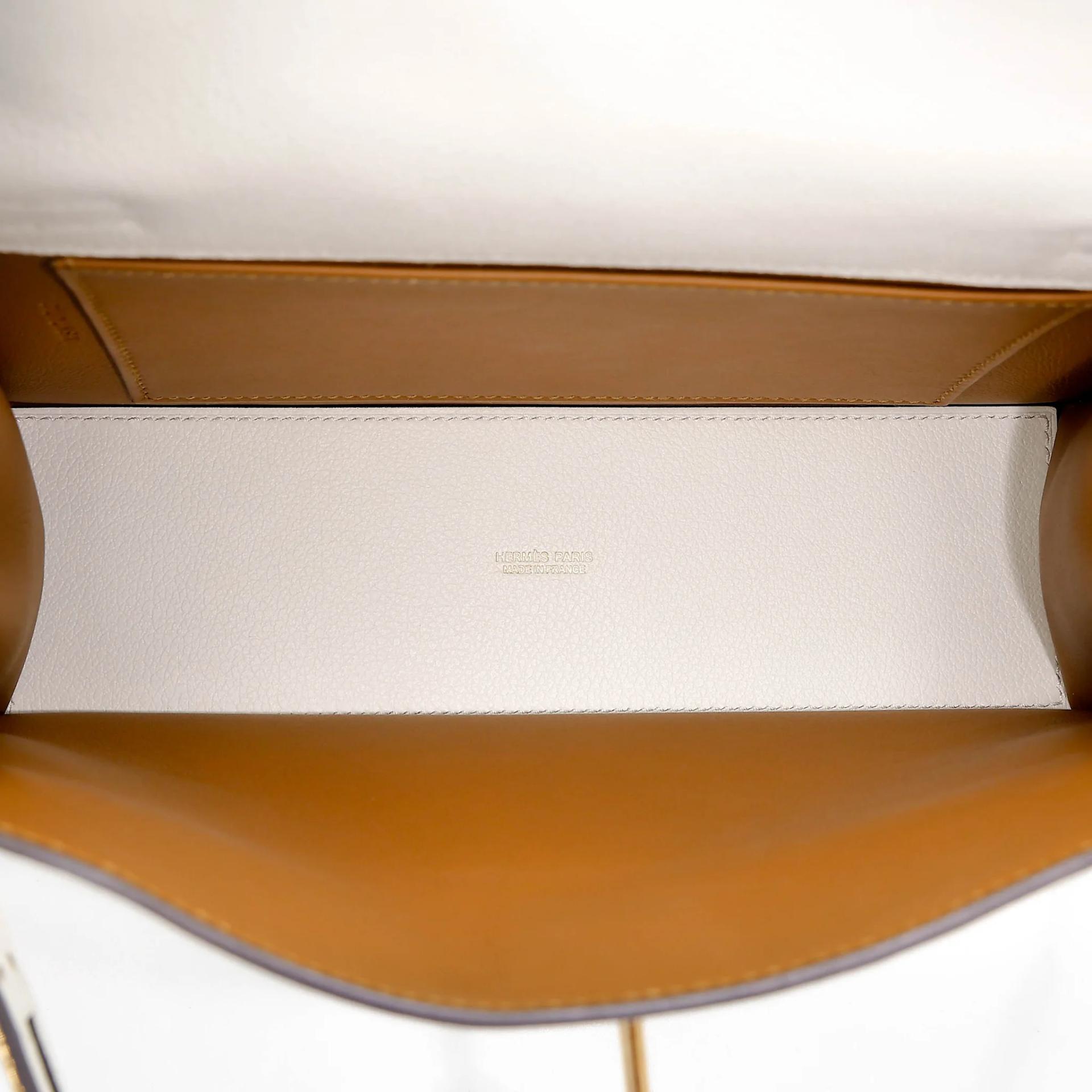 Excellent ( Rank SA ) HERMÈS Kelly Danse Verso White (01) Kraft (2H) Evercolor Gold hardware W (2024) - 21
