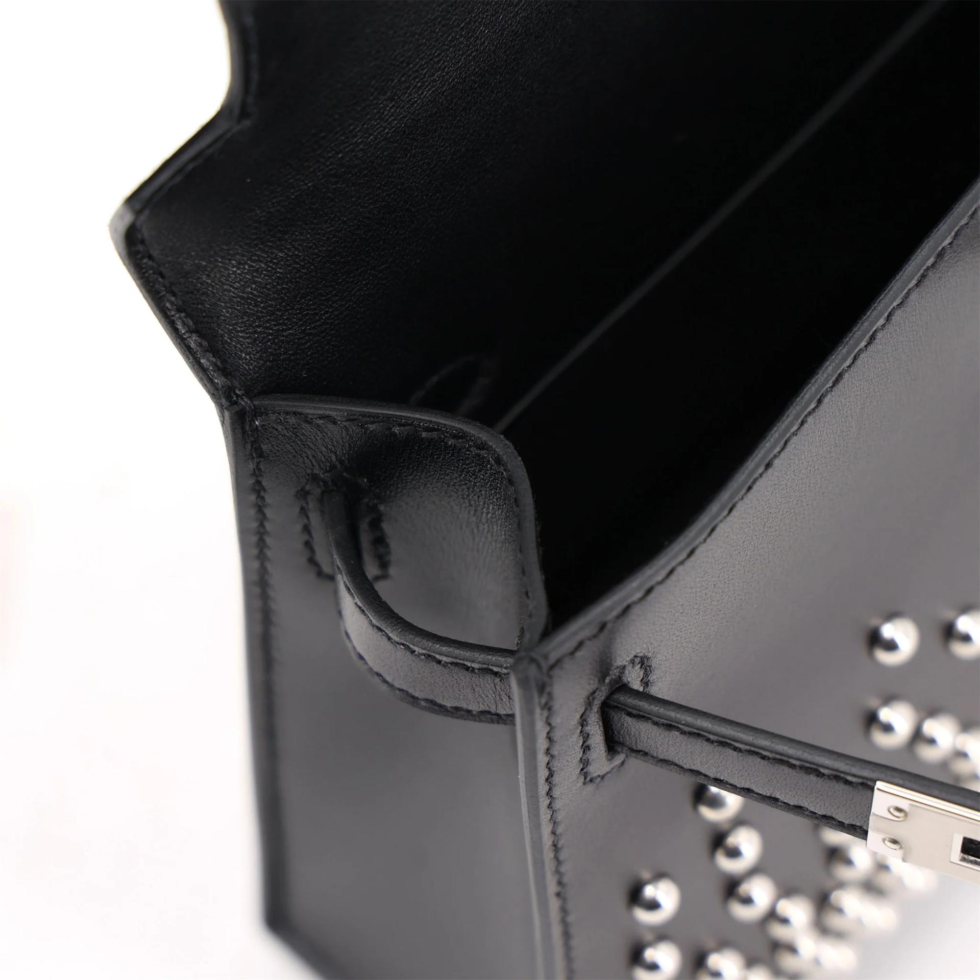 Unused ( Rank NS ) HERMÈS Limited Edition Mini Kelly II Cloute Noir (89) Box-calf Palladium hardware W (2024) - 11