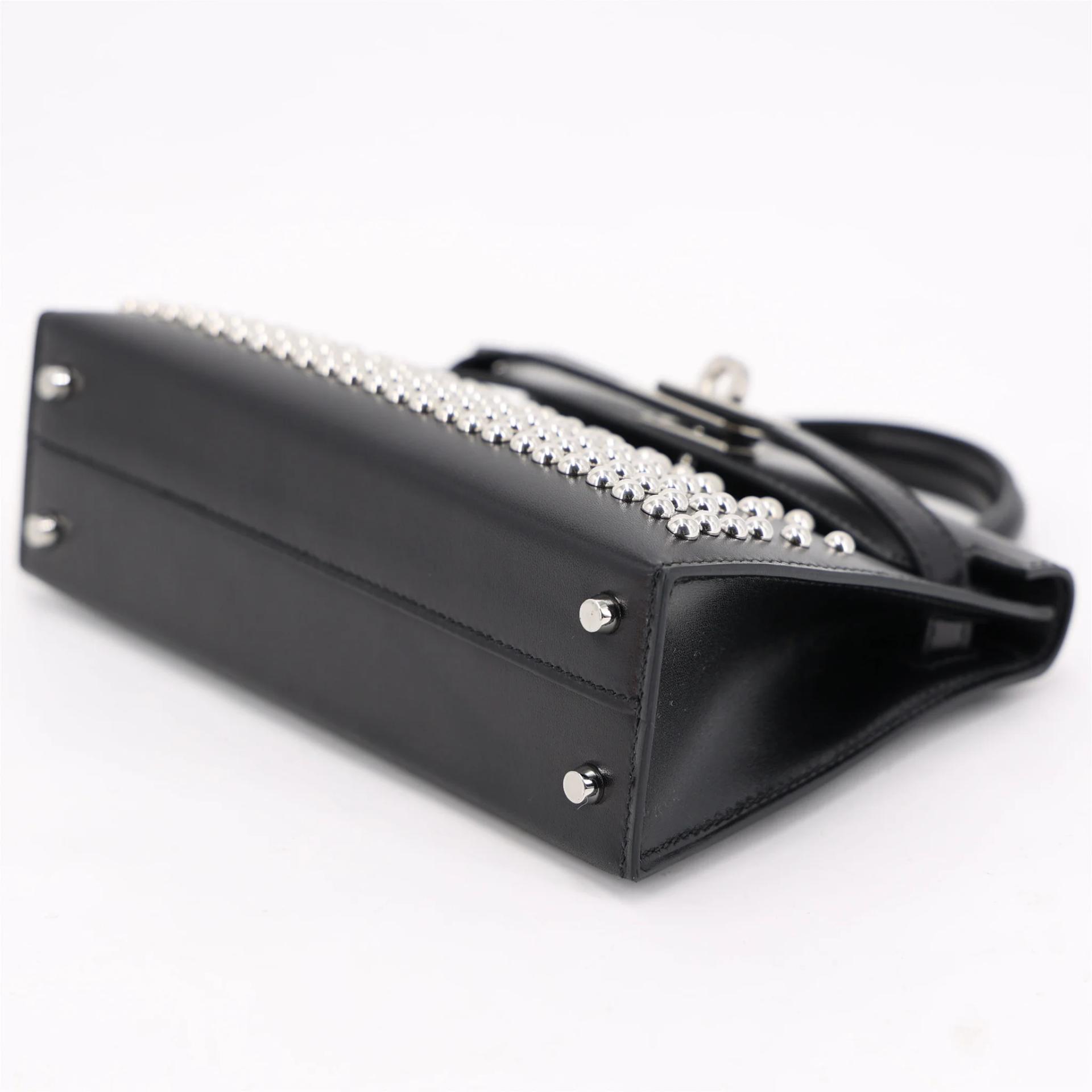 Unused ( Rank NS ) HERMÈS Limited Edition Mini Kelly II Cloute Noir (89) Box-calf Palladium hardware W (2024) - 5