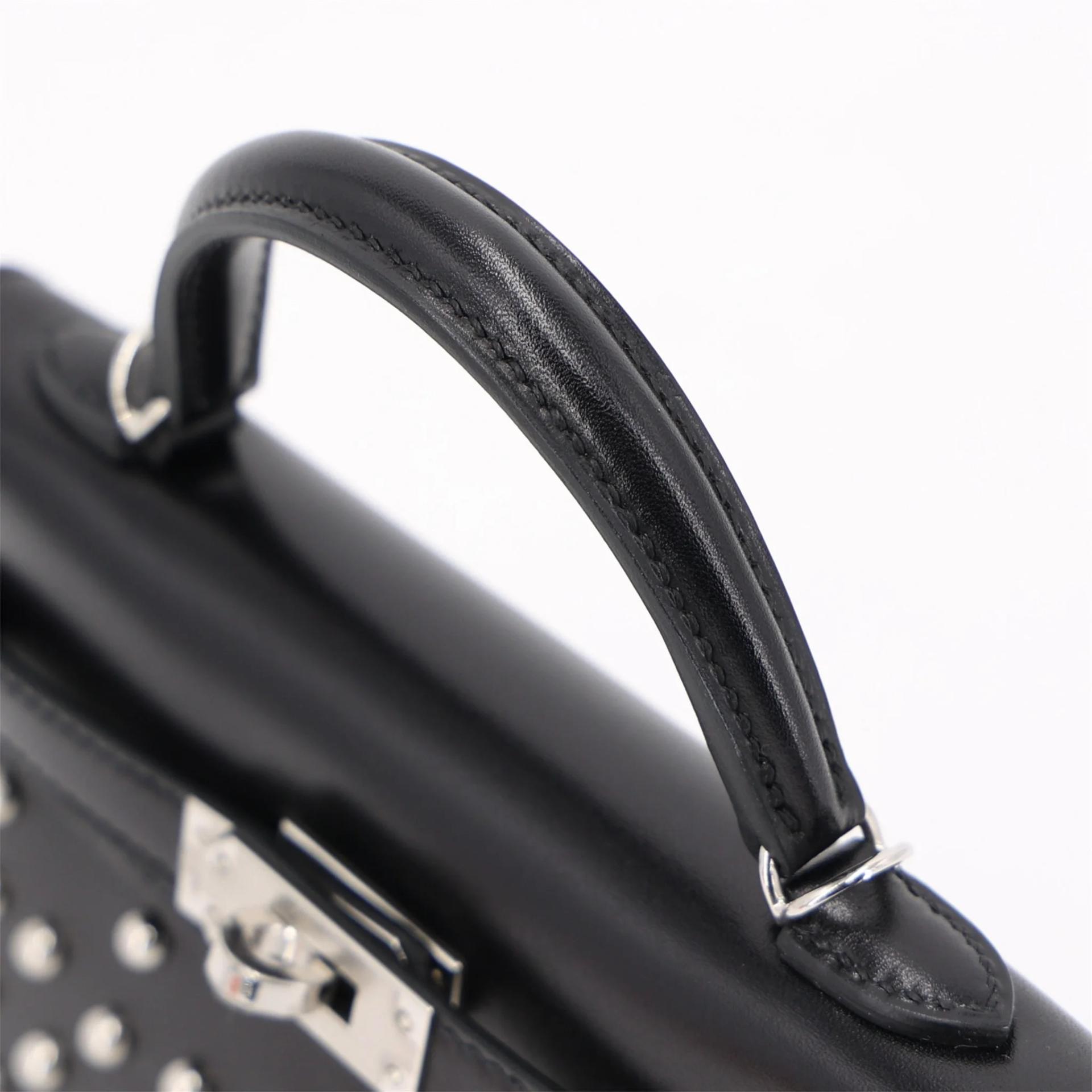 Unused ( Rank NS ) HERMÈS Limited Edition Mini Kelly II Cloute Noir (89) Box-calf Palladium hardware W (2024) - 3