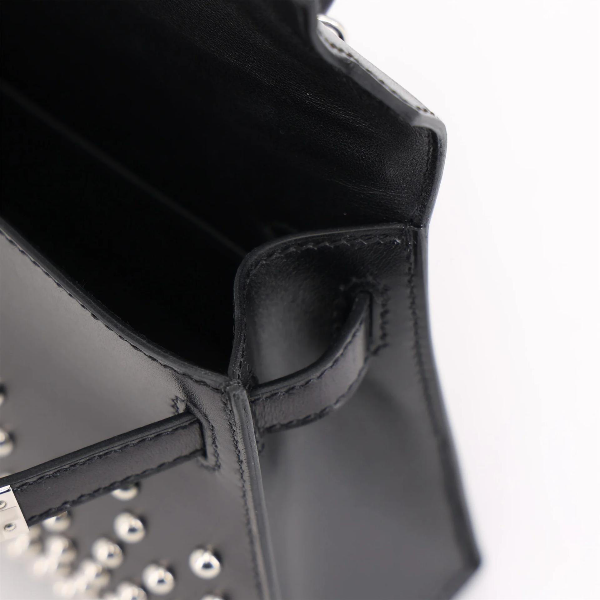 Unused ( Rank NS ) HERMÈS Limited Edition Mini Kelly II Cloute Noir (89) Box-calf Palladium hardware W (2024) - 12