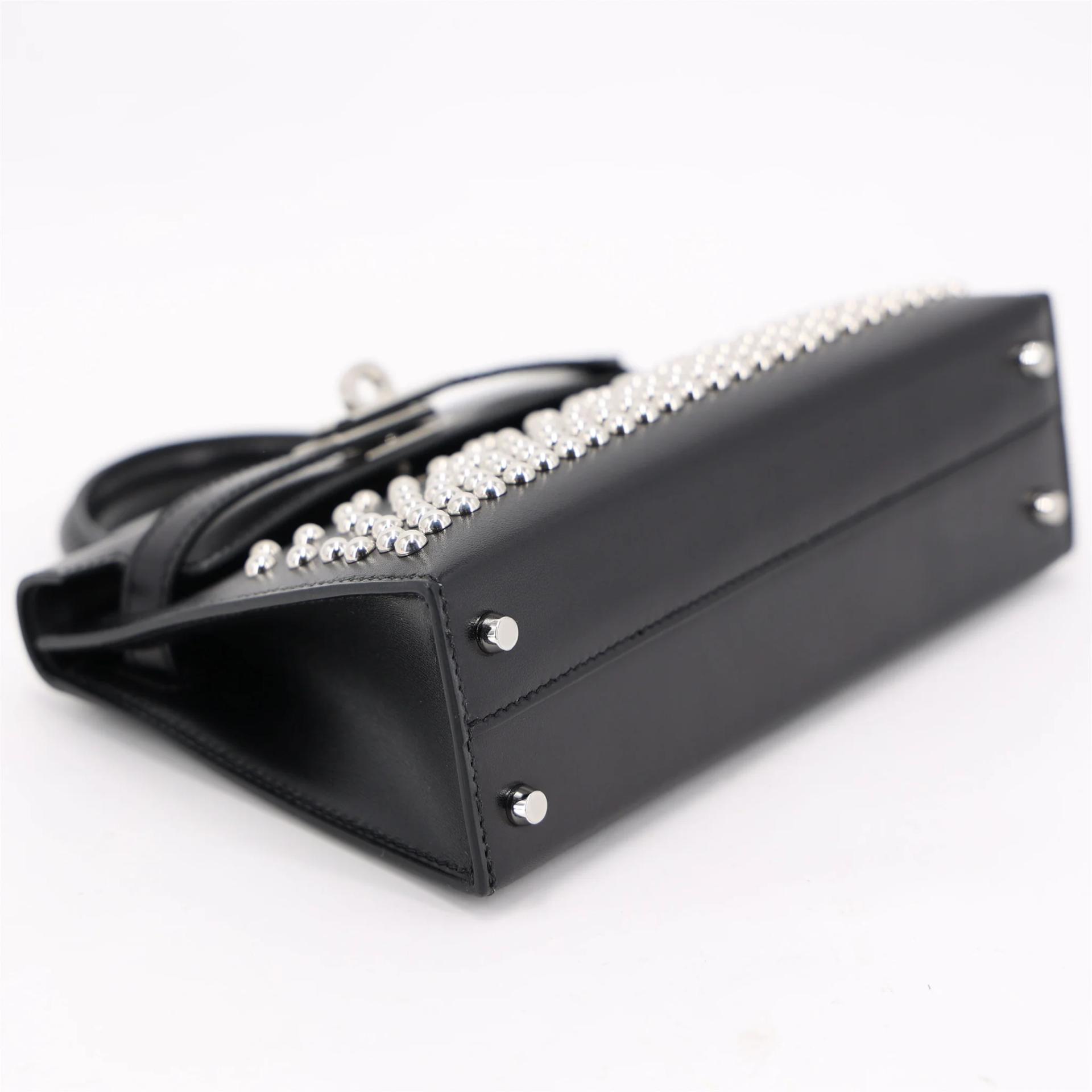 Unused ( Rank NS ) HERMÈS Limited Edition Mini Kelly II Cloute Noir (89) Box-calf Palladium hardware W (2024) - 4