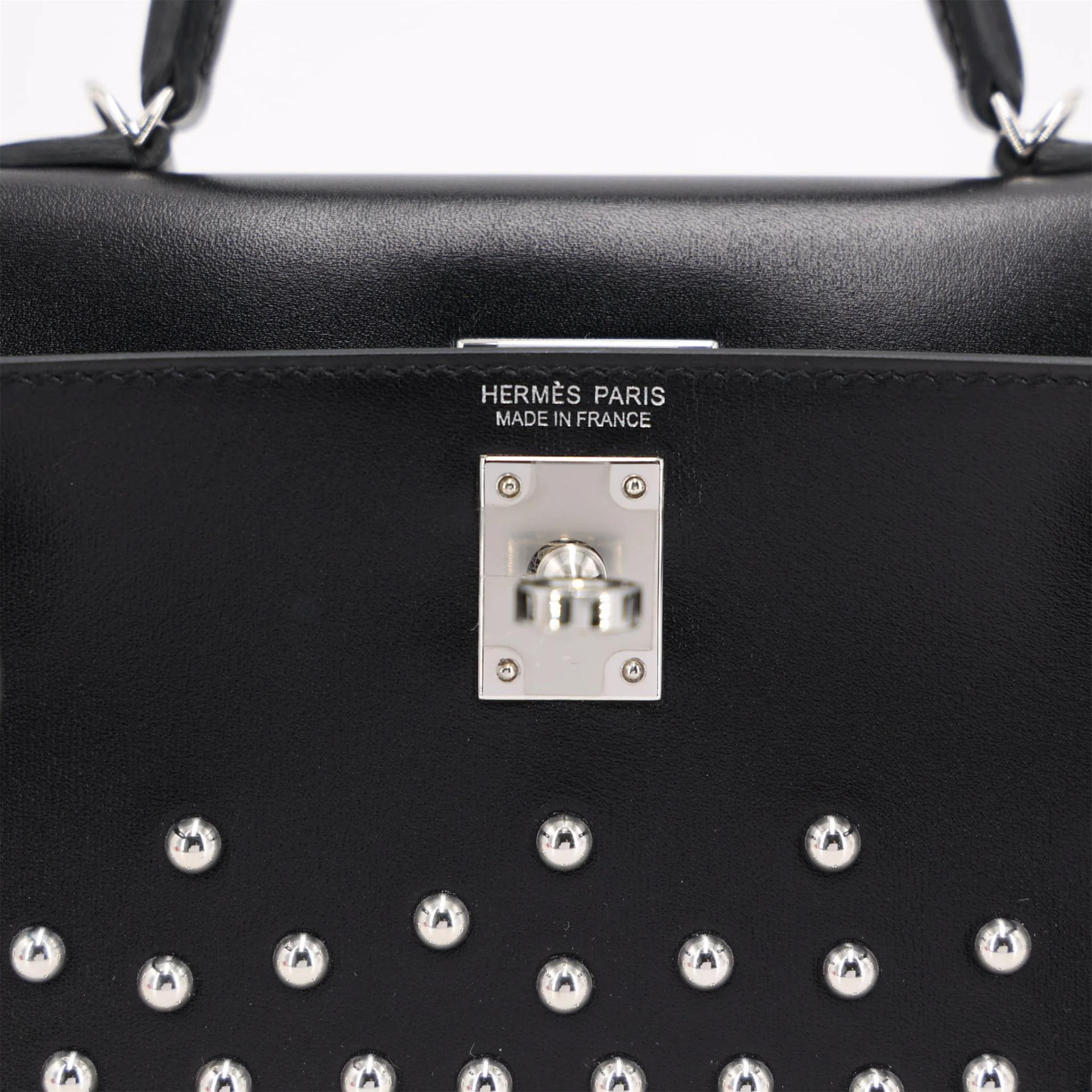 Unused ( Rank NS ) HERMÈS Limited Edition Mini Kelly II Cloute Noir (89) Box-calf Palladium hardware W (2024) - 9