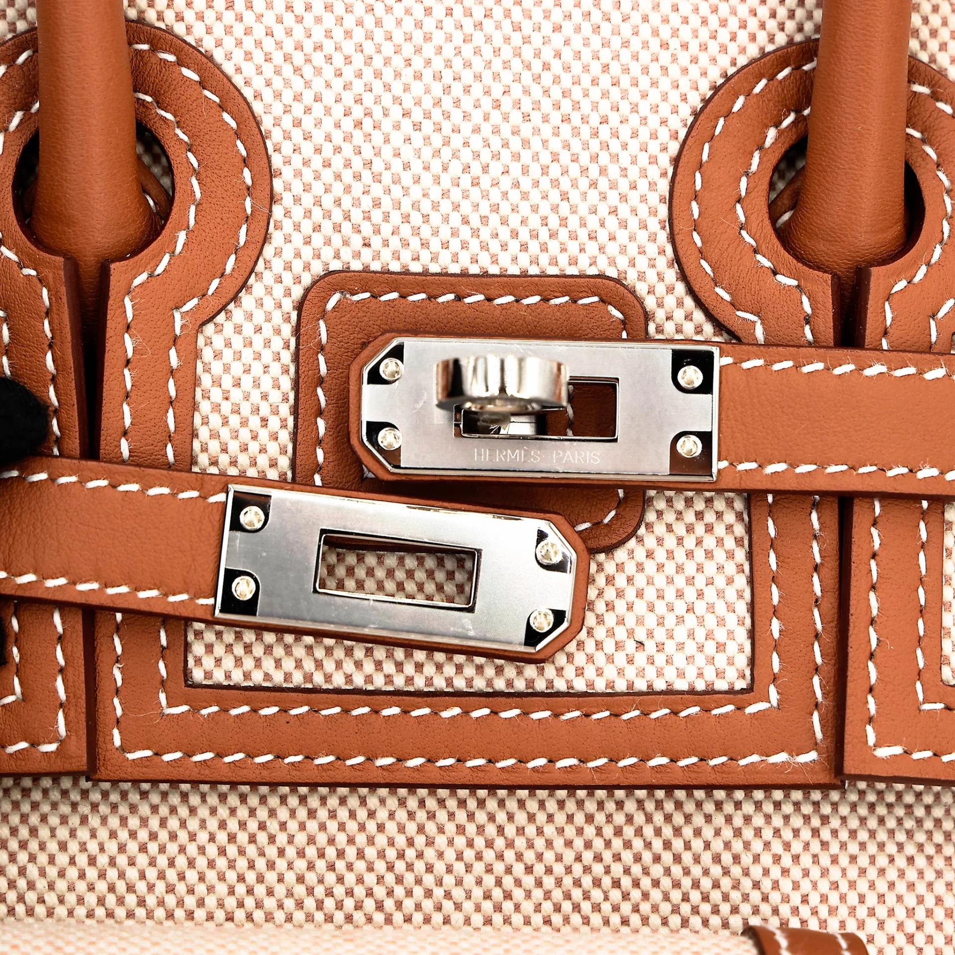 Brand New ( Rank N ) HERMÈS Limited Edition Birkin Cargo 25 Gold (37) Toile H canvas Swift Palladium hardware G (2026) - 13