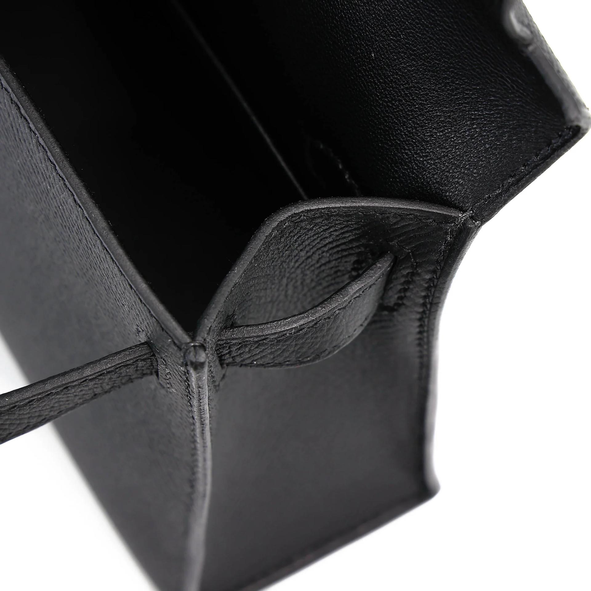 Brand New ( Rank N ) HERMÈS Mini Kelly II Noir (89) Epsom Palladium hardware G (2026) - 15