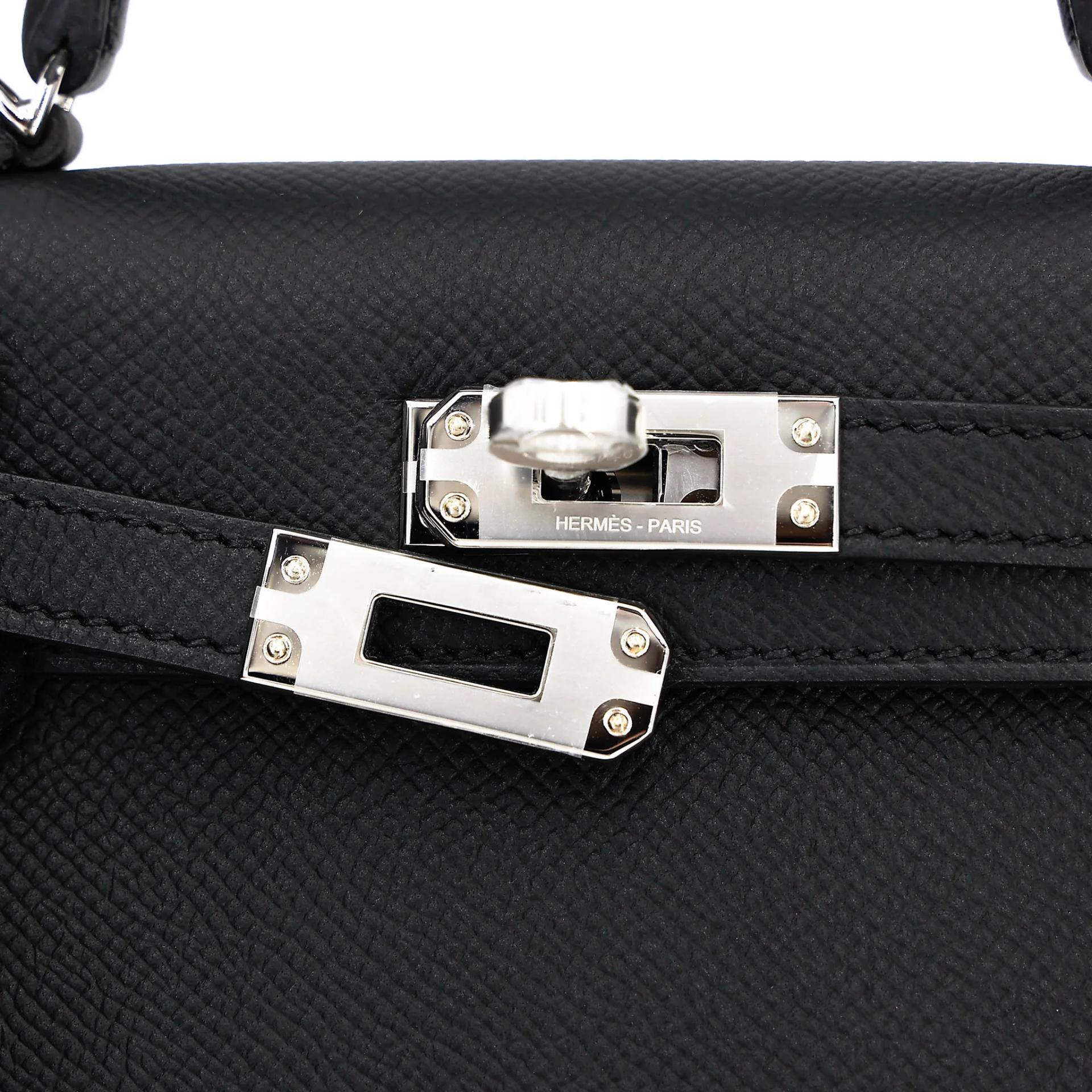 Brand New ( Rank N ) HERMÈS Mini Kelly II Noir (89) Epsom Palladium hardware G (2026) - 8