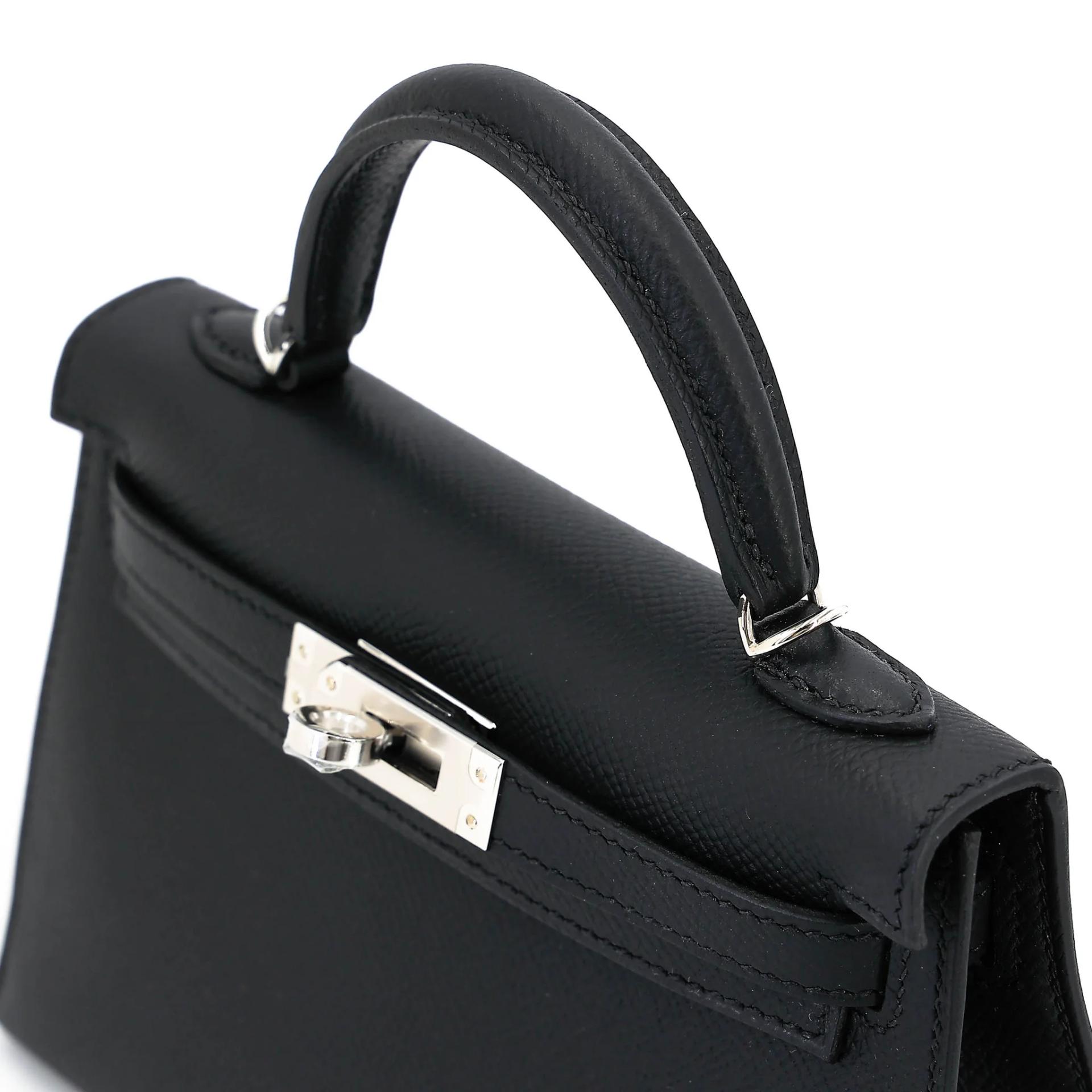 Brand New ( Rank N ) HERMÈS Mini Kelly II Noir (89) Epsom Palladium hardware G (2026) - 3