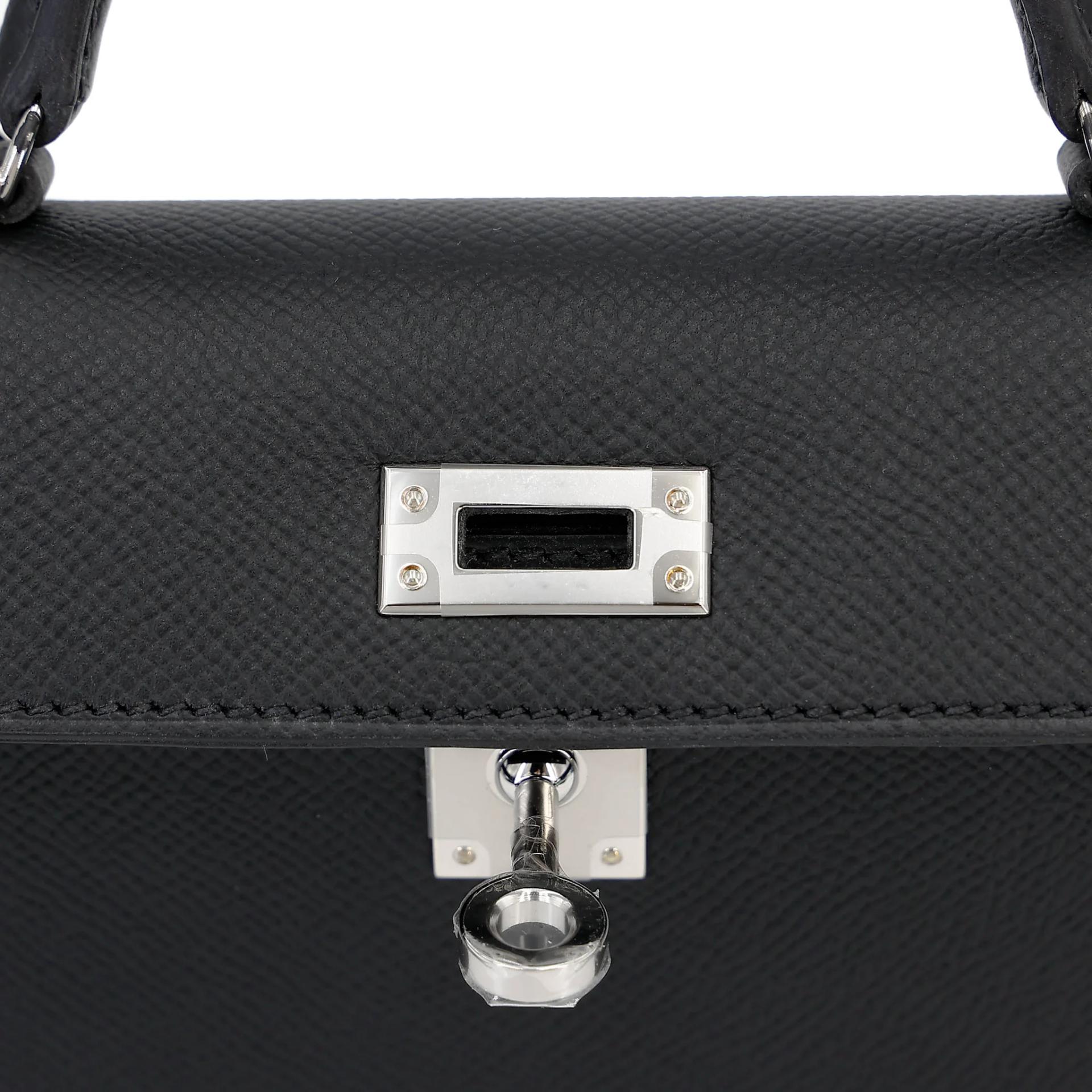 Brand New ( Rank N ) HERMÈS Mini Kelly II Noir (89) Epsom Palladium hardware G (2026) - 10
