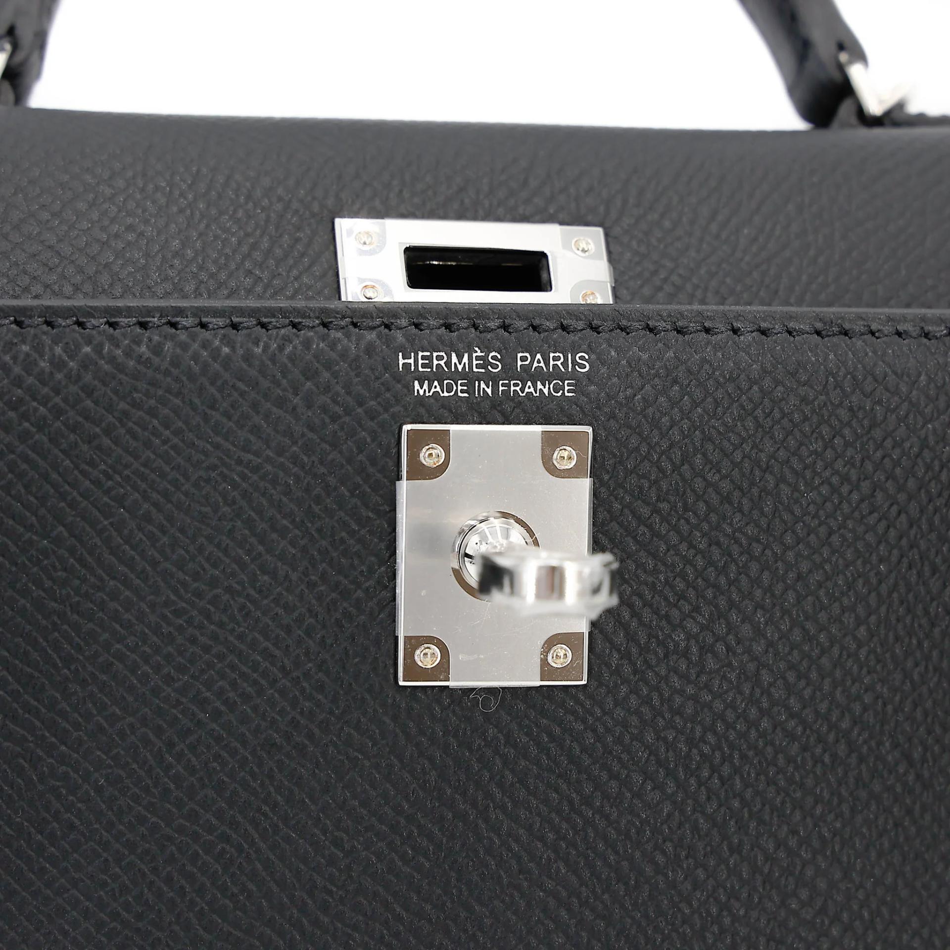 Brand New ( Rank N ) HERMÈS Mini Kelly II Noir (89) Epsom Palladium hardware G (2026) - 13