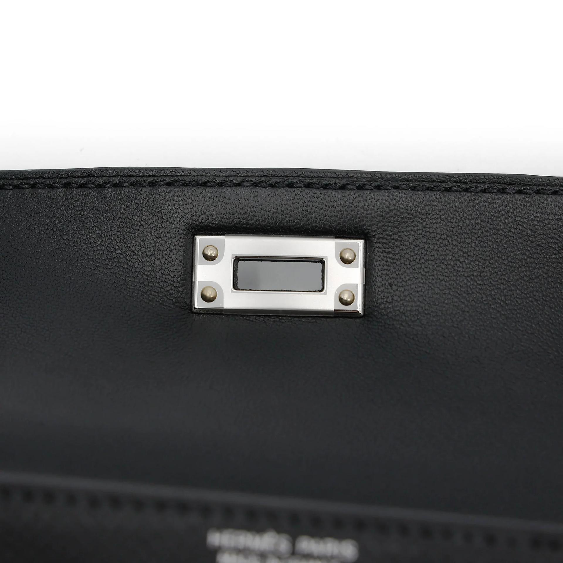 Brand New ( Rank N ) HERMÈS Mini Kelly II Noir (89) Epsom Palladium hardware G (2026) - 11