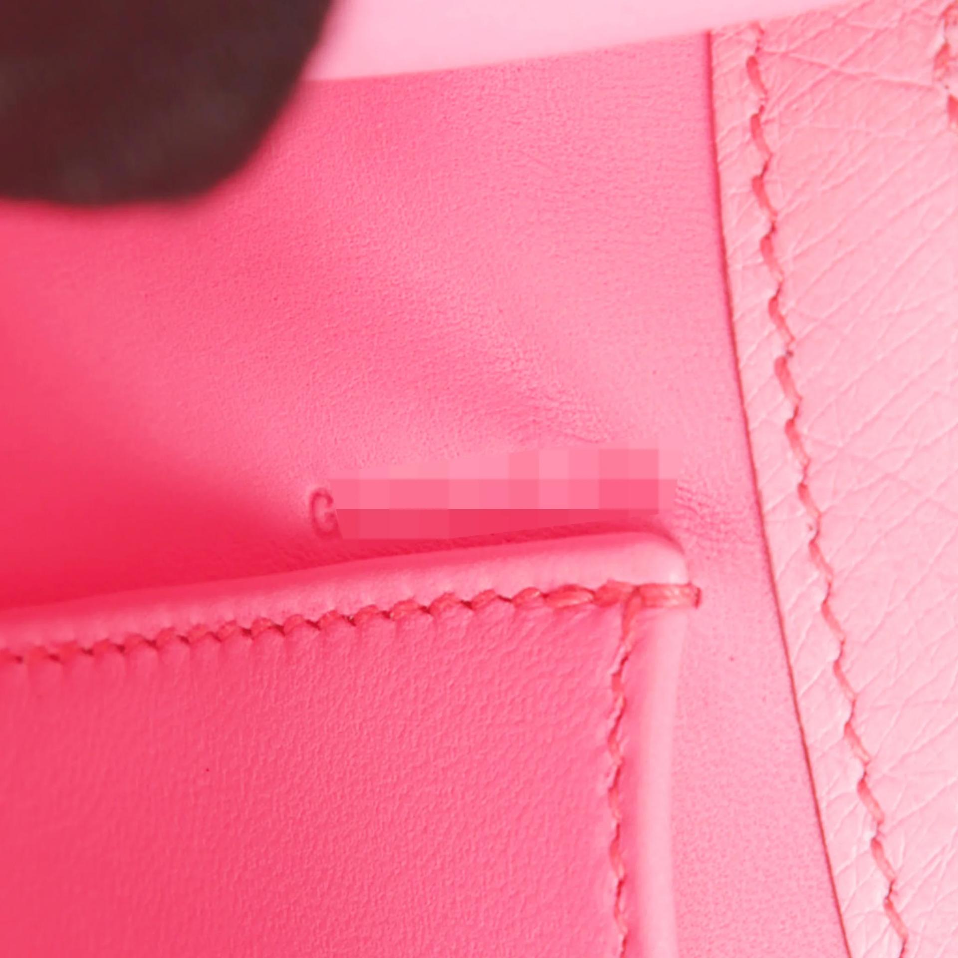 Brand New ( Rank N ) HERMÈS Kelly Pochette Rose Bubblegum (L4) Ostrich Palladium hardware G (2026) - 14