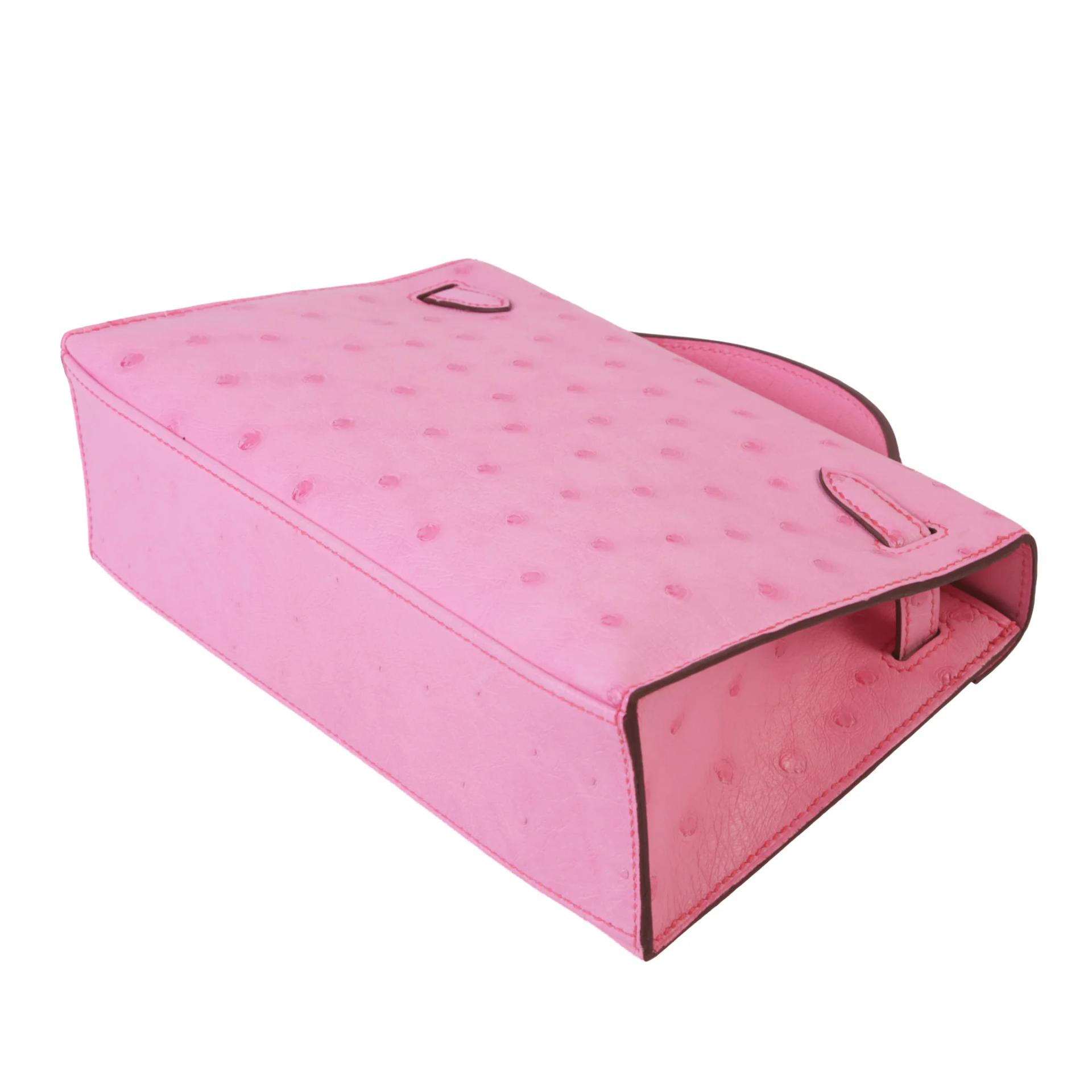 Brand New ( Rank N ) HERMÈS Kelly Pochette Rose Bubblegum (L4) Ostrich Palladium hardware G (2026) - 7