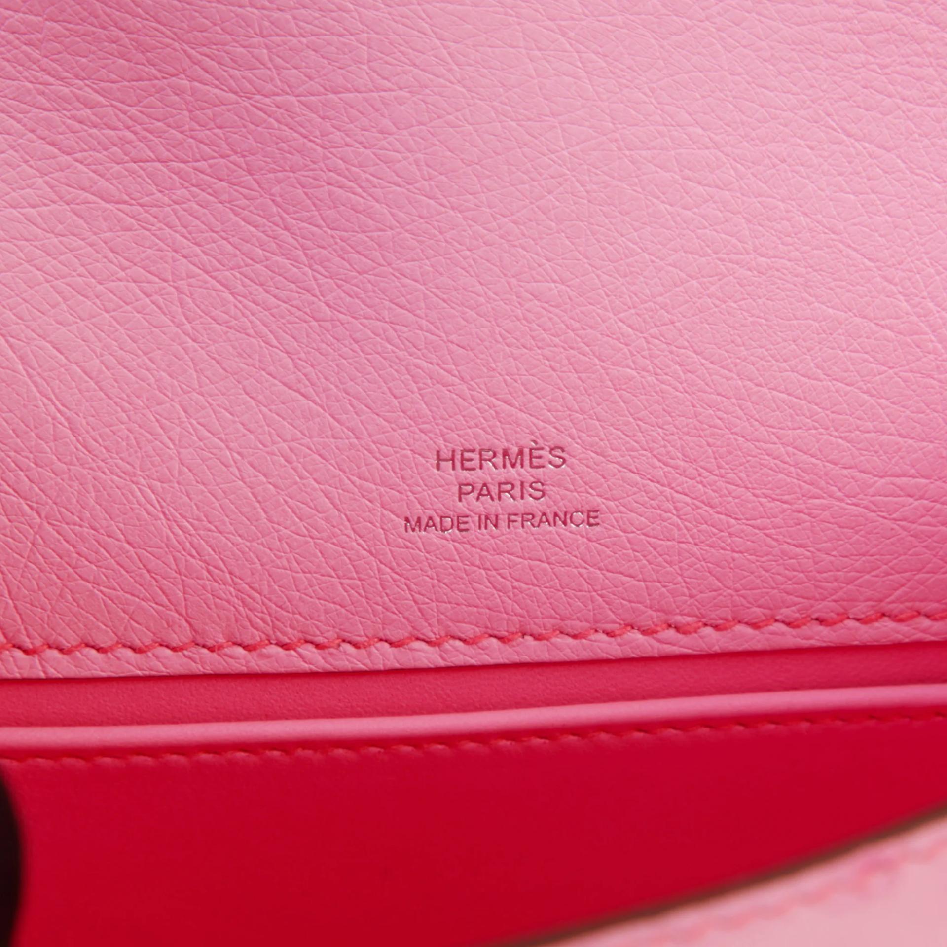 Brand New ( Rank N ) HERMÈS Kelly Pochette Rose Bubblegum (L4) Ostrich Palladium hardware G (2026) - 10