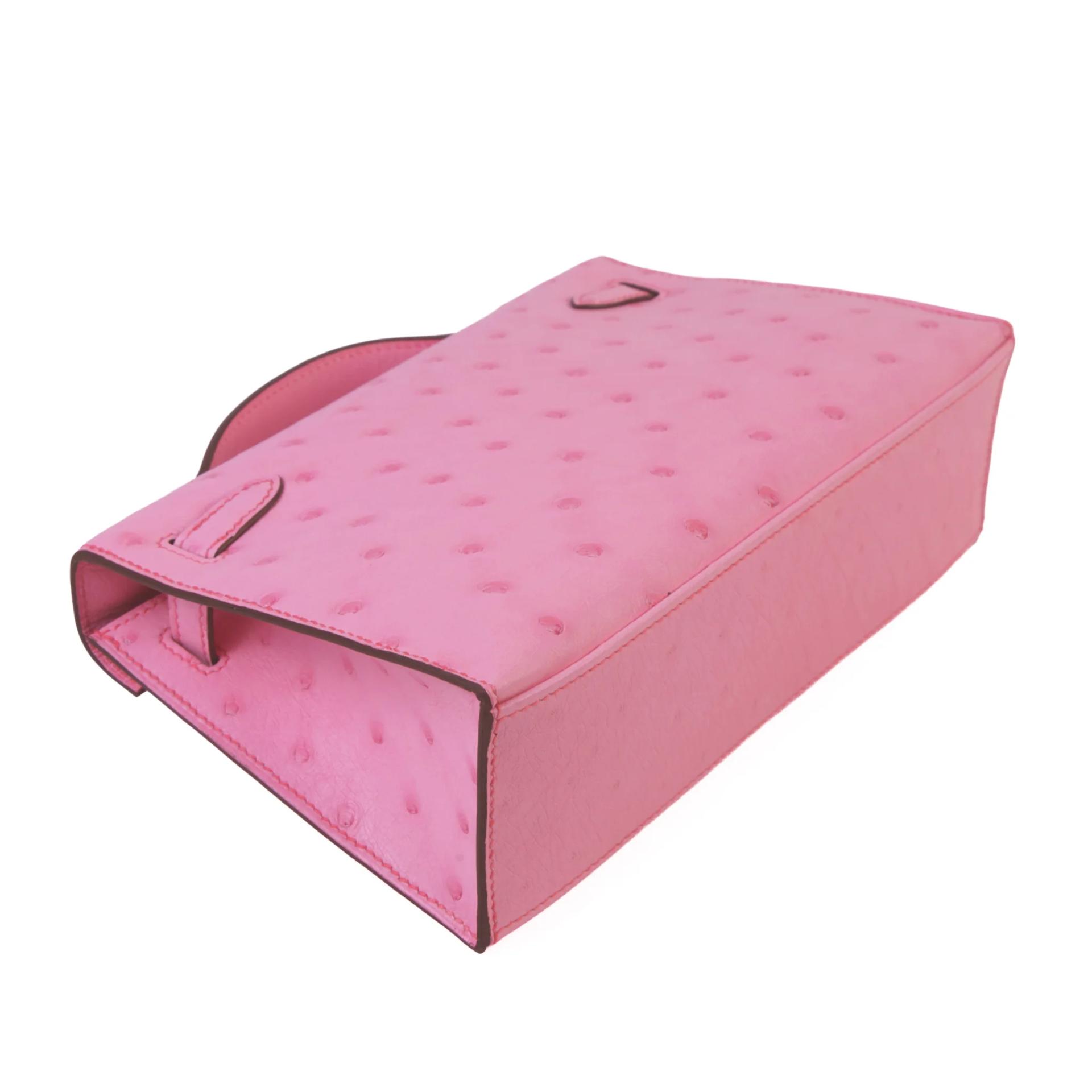 Brand New ( Rank N ) HERMÈS Kelly Pochette Rose Bubblegum (L4) Ostrich Palladium hardware G (2026) - 6
