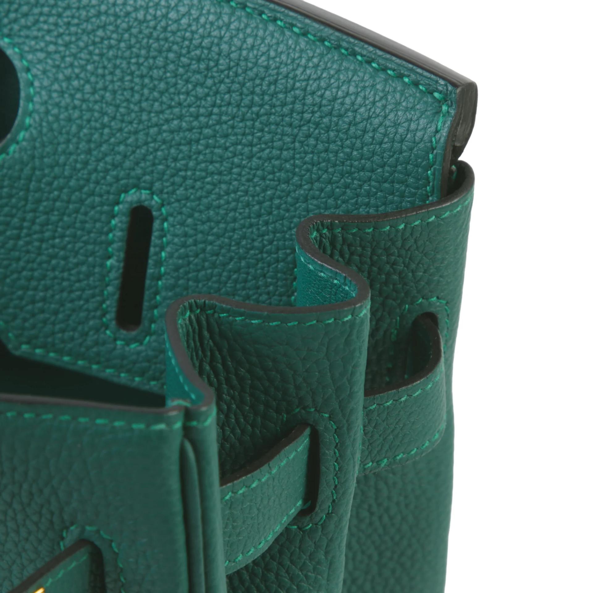 Very Good ( Rank A) HERMÈS Birkin 30 Malachite (Z6) Togo Gold hardware A (2017) - 11