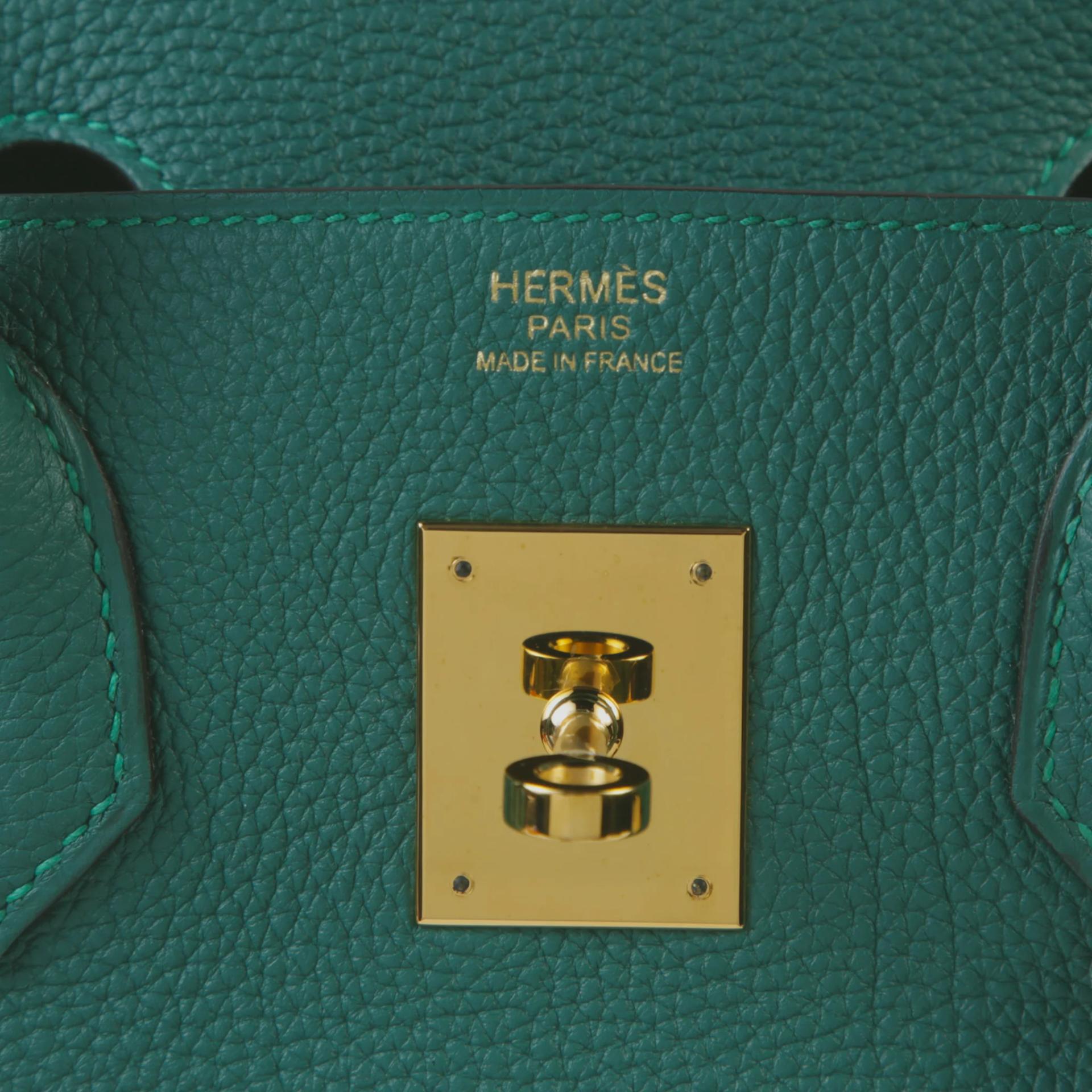 Very Good ( Rank A) HERMÈS Birkin 30 Malachite (Z6) Togo Gold hardware A (2017) - 9