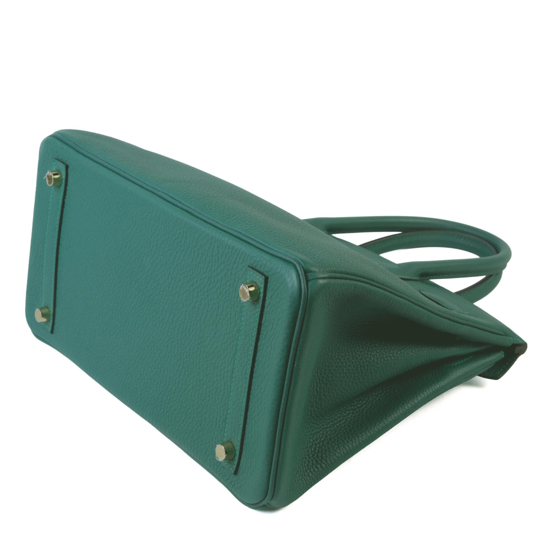 Very Good ( Rank A) HERMÈS Birkin 30 Malachite (Z6) Togo Gold hardware A (2017) - 7