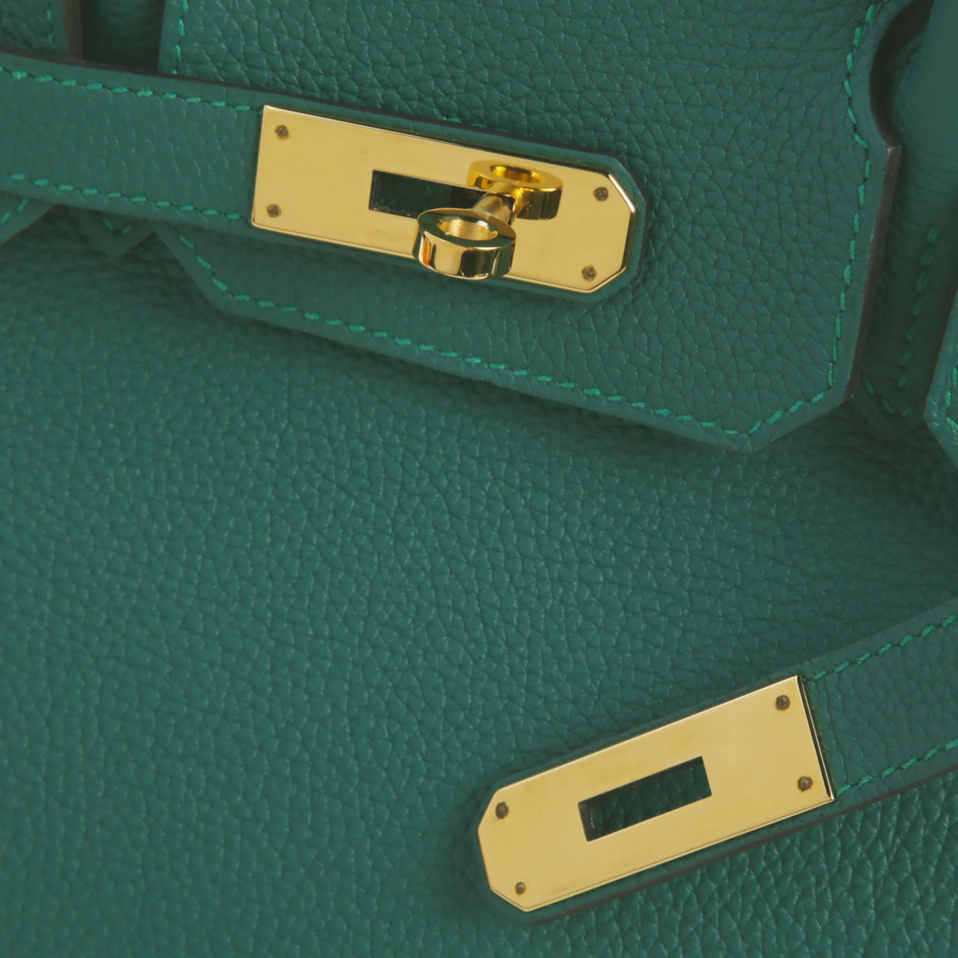 Very Good ( Rank A) HERMÈS Birkin 30 Malachite (Z6) Togo Gold hardware A (2017) - 8