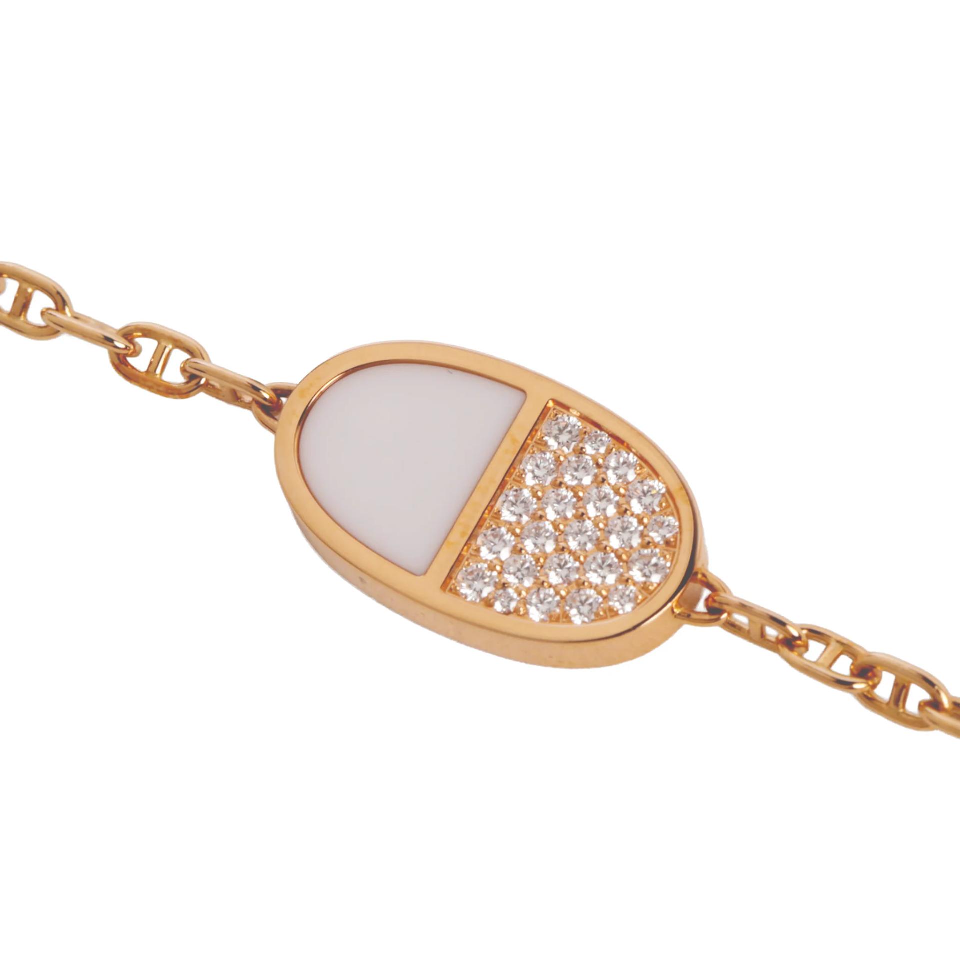 Unused ( Rank NS ) HERMÈS Chaine d'ancre Verso bracelet 18K Rose Gold Diamond - 3