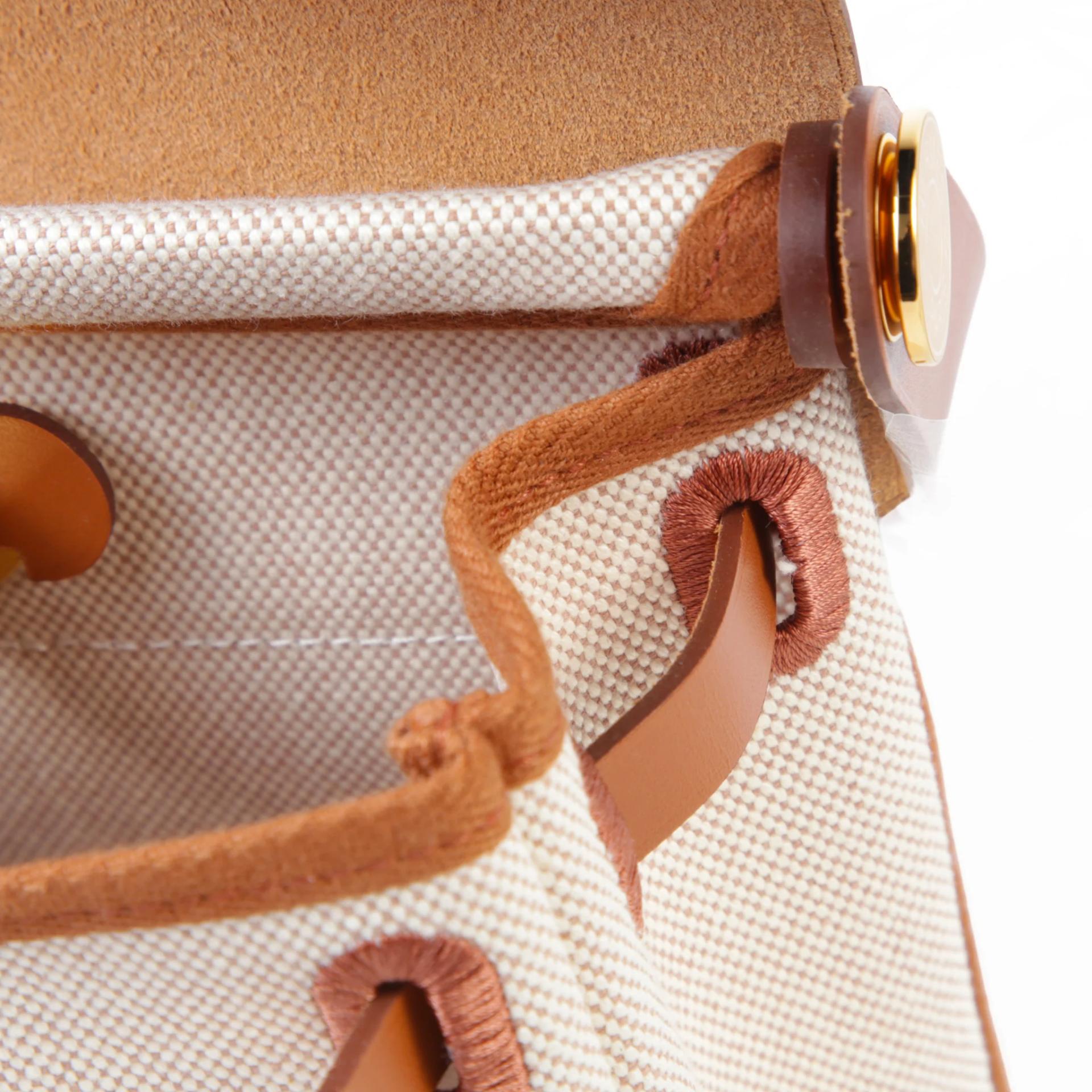 Brand New ( Rank N ) HERMÈS Herbag Zip Mini 20 Fauve (34) Ecru Barenia Gold hardware K (2025) - 12