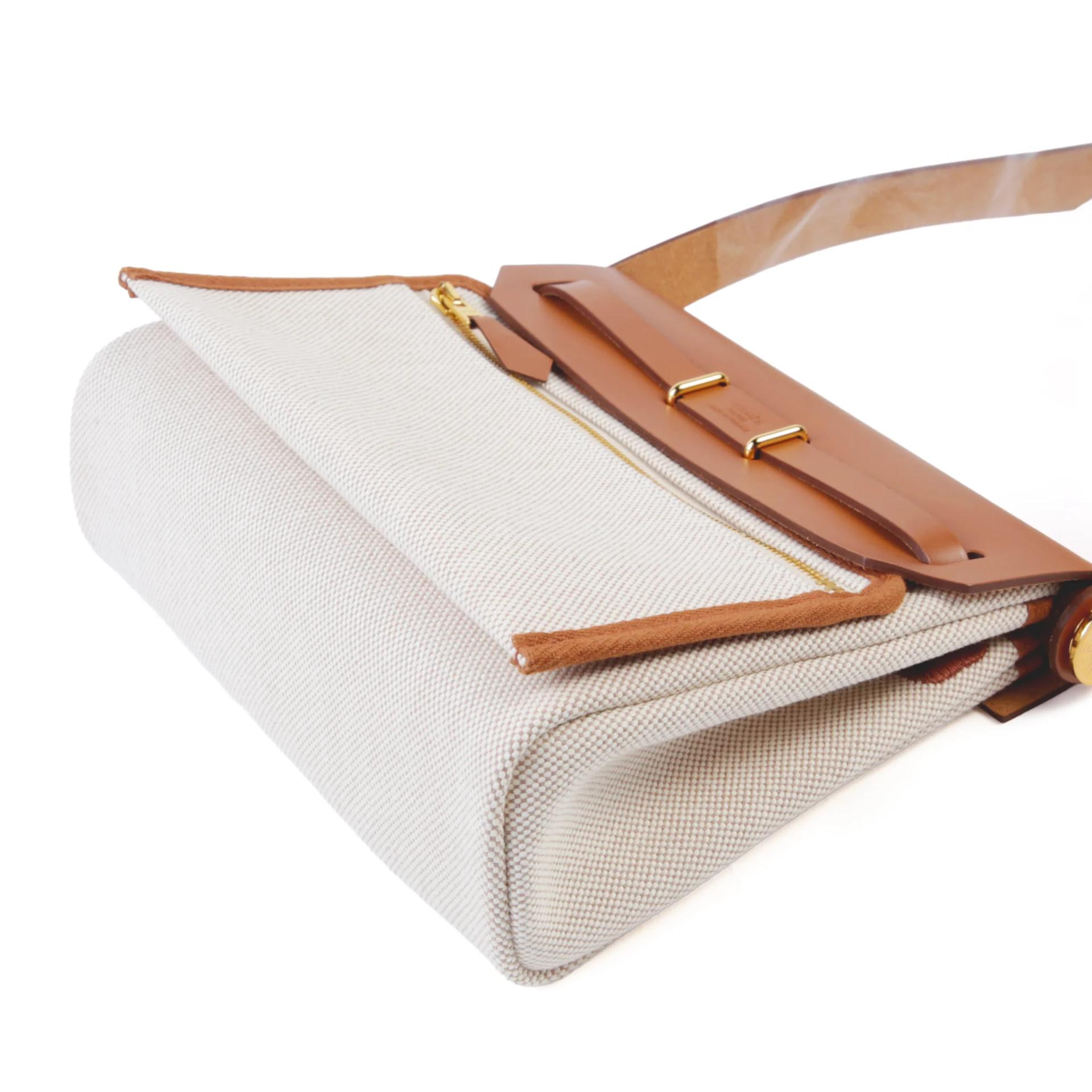 Brand New ( Rank N ) HERMÈS Herbag Zip Mini 20 Fauve (34) Ecru Barenia Gold hardware K (2025) - 7