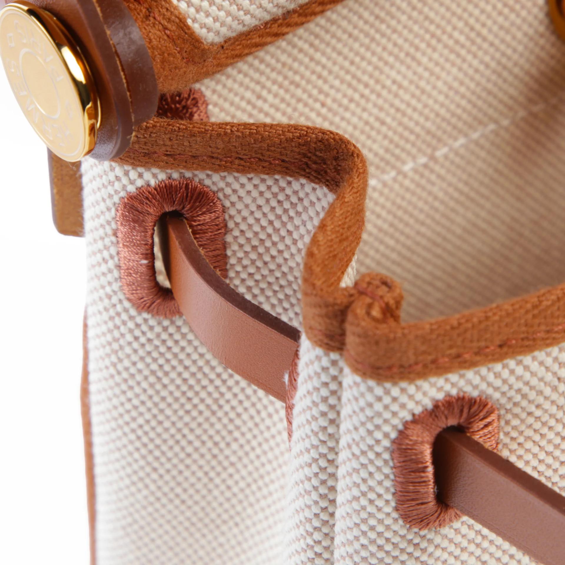 Brand New ( Rank N ) HERMÈS Herbag Zip Mini 20 Fauve (34) Ecru Barenia Gold hardware K (2025) - 13