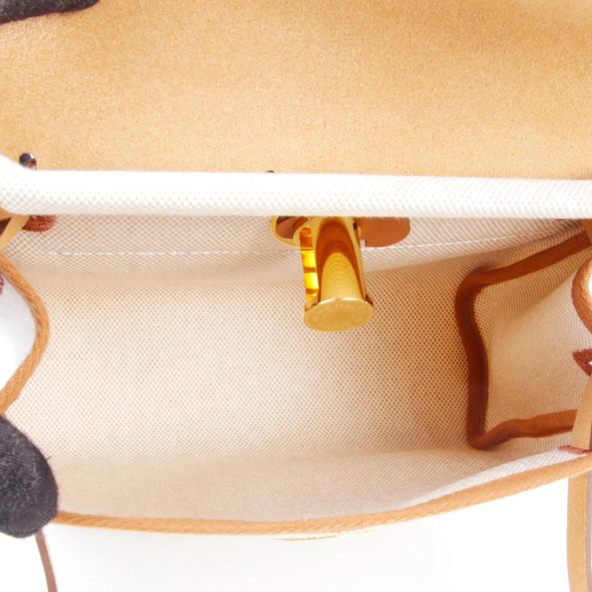 Brand New ( Rank N ) HERMÈS Herbag Zip Mini 20 Fauve (34) Ecru Barenia Gold hardware K (2025) - 11