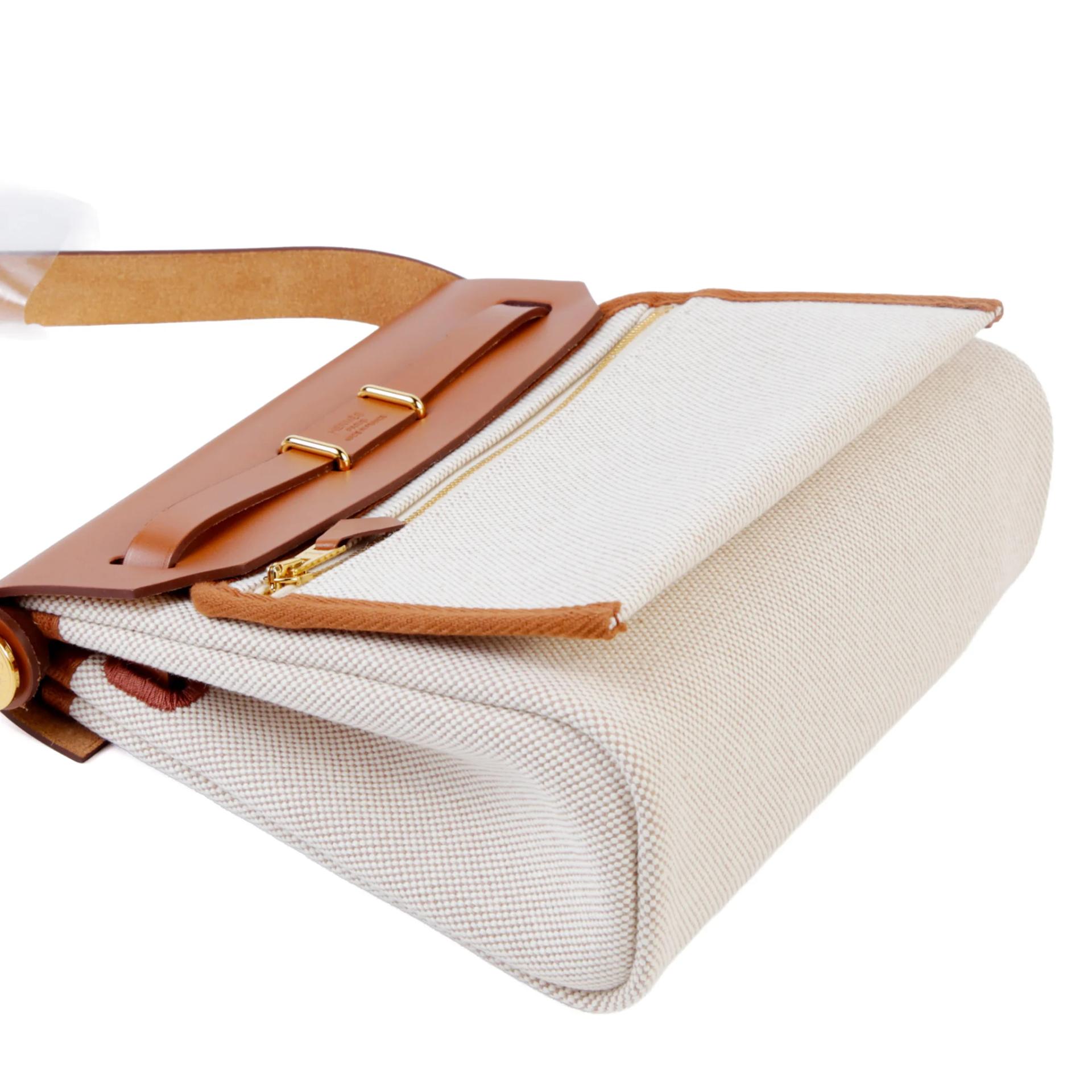 Brand New ( Rank N ) HERMÈS Herbag Zip Mini 20 Fauve (34) Ecru Barenia Gold hardware K (2025) - 6