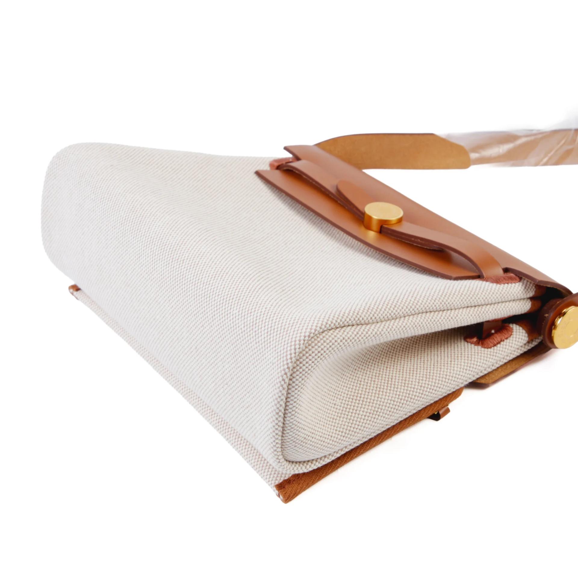 Brand New ( Rank N ) HERMÈS Herbag Zip Mini 20 Fauve (34) Ecru Barenia Gold hardware K (2025) - 5