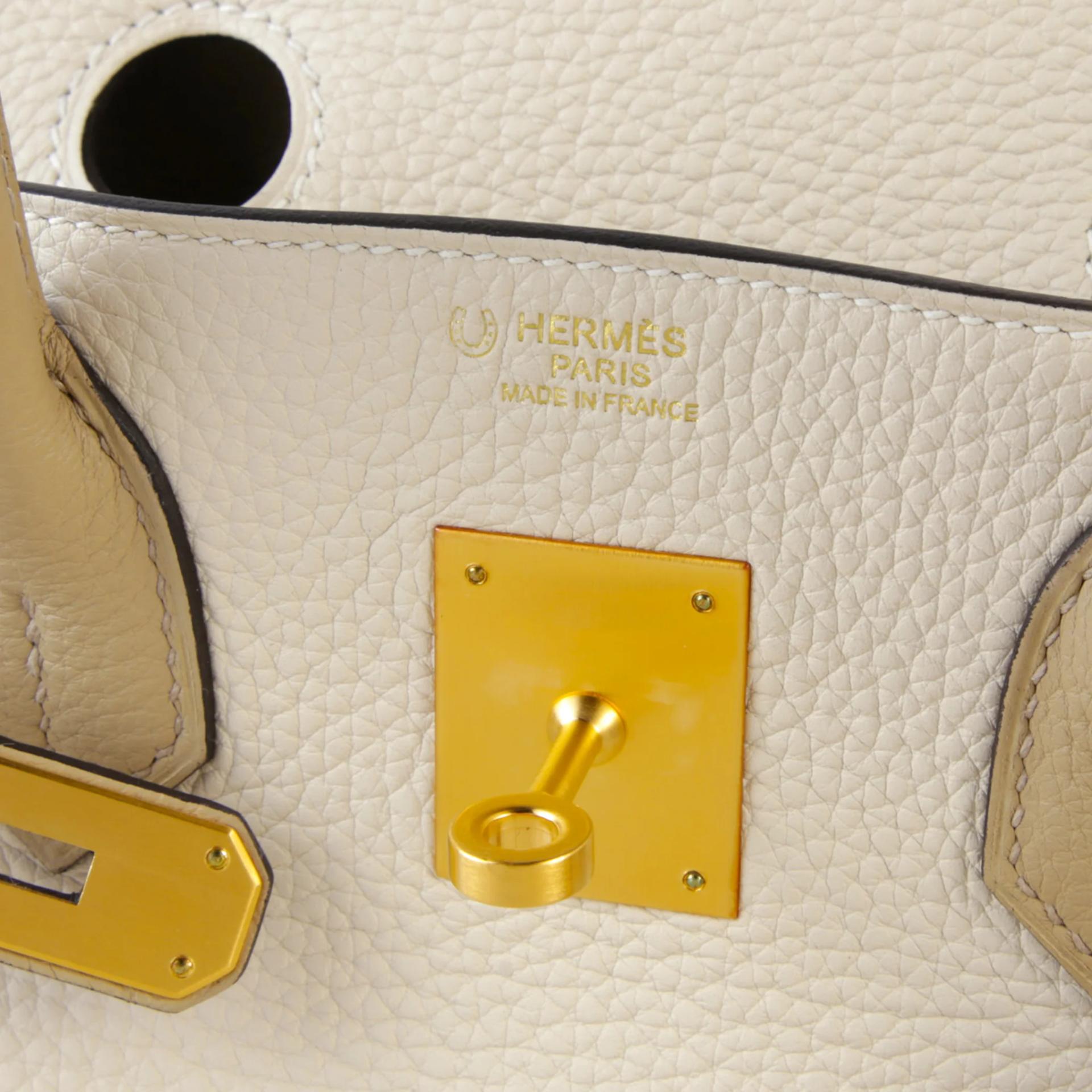 Excellent ( Rank SA ) HERMÈS Special Order Birkin 30 HSS Craie (10) Gris Tourterelle (81) Togo Brushed Gold hardware U (2022) - 9