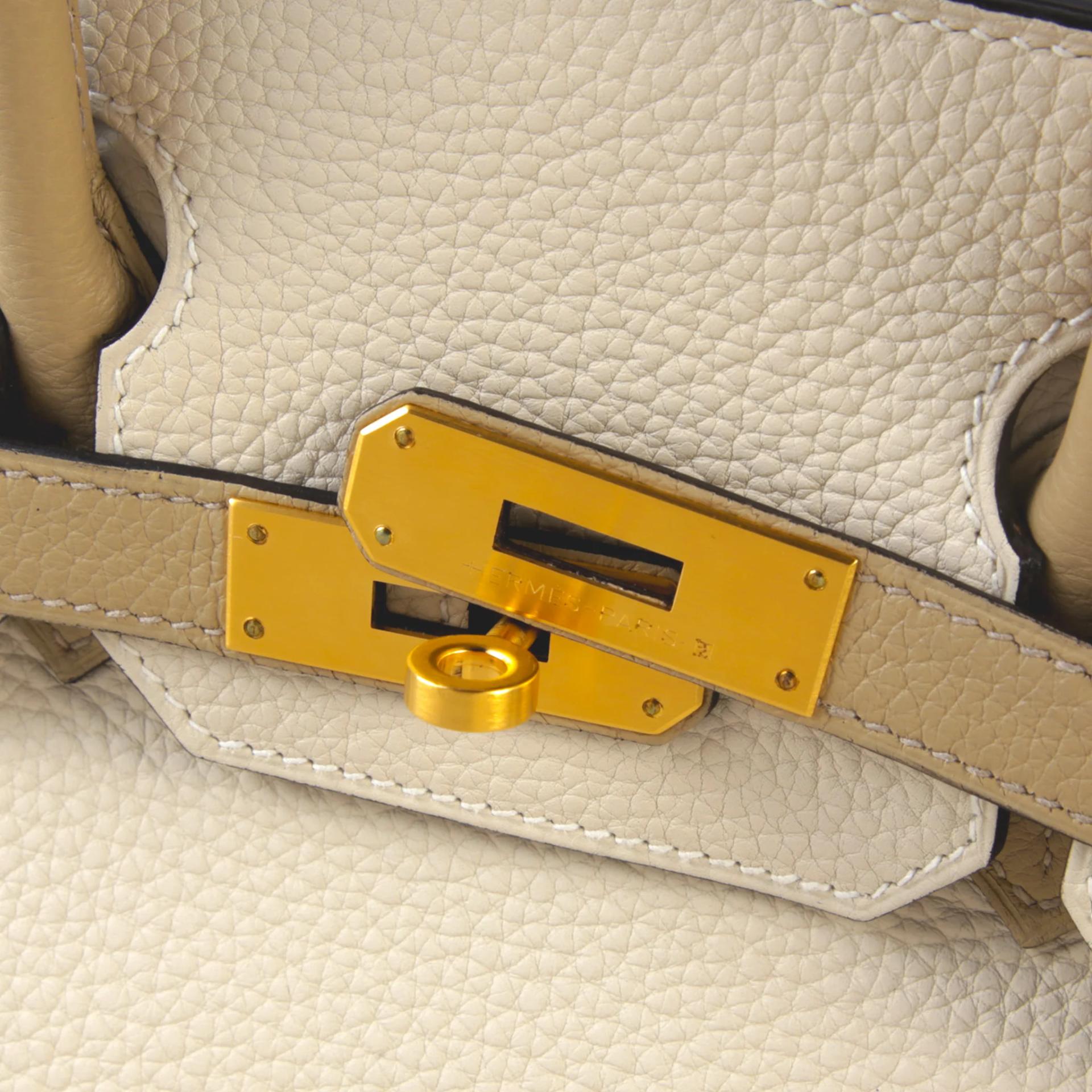 Excellent ( Rank SA ) HERMÈS Special Order Birkin 30 HSS Craie (10) Gris Tourterelle (81) Togo Brushed Gold hardware U (2022) - 8