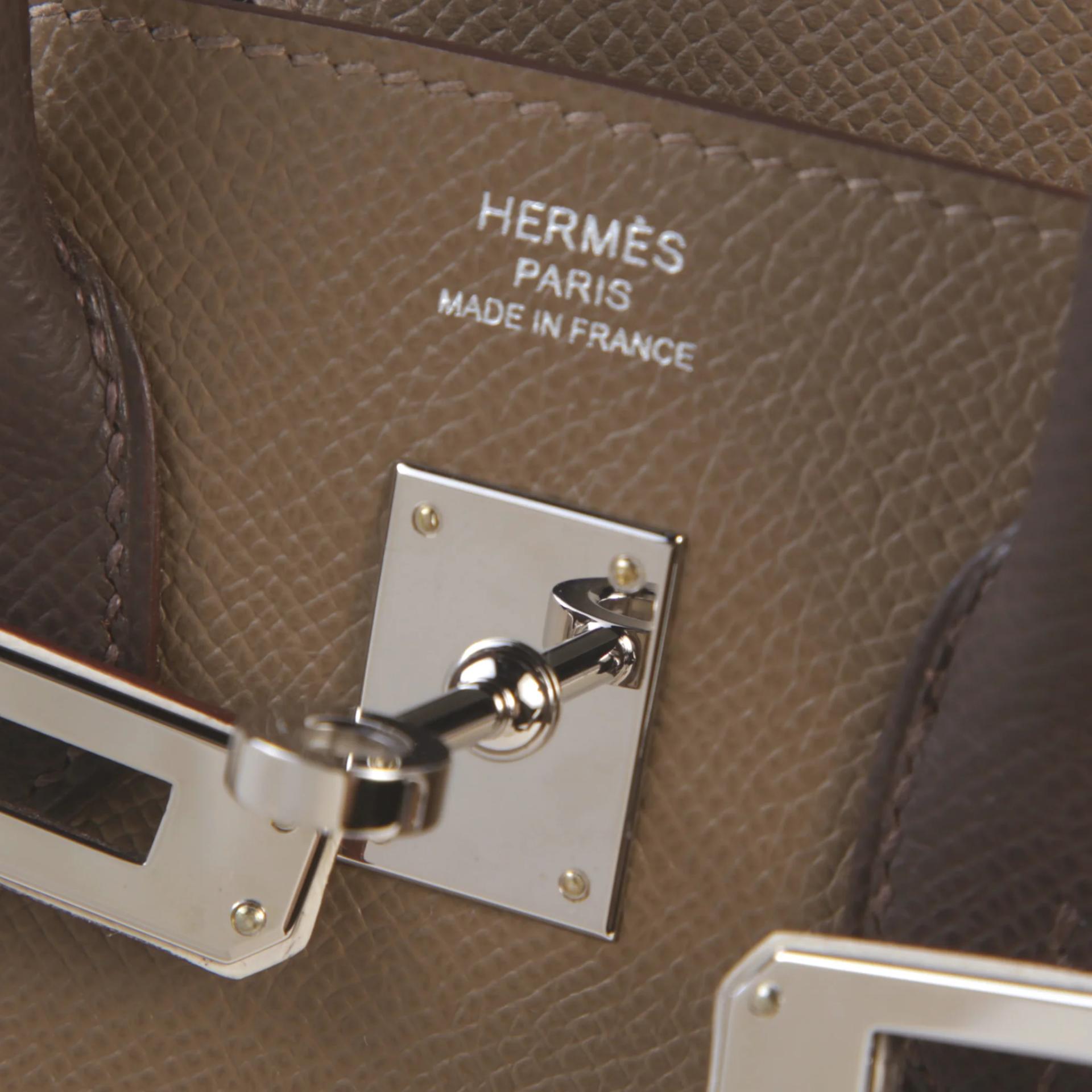 Very Good ( Rank A) HERMÈS Birkin 25 Etoupe (18) Gris Pale (M4) Ebene (46) Epsom Palladium hardware W (2024) - 8