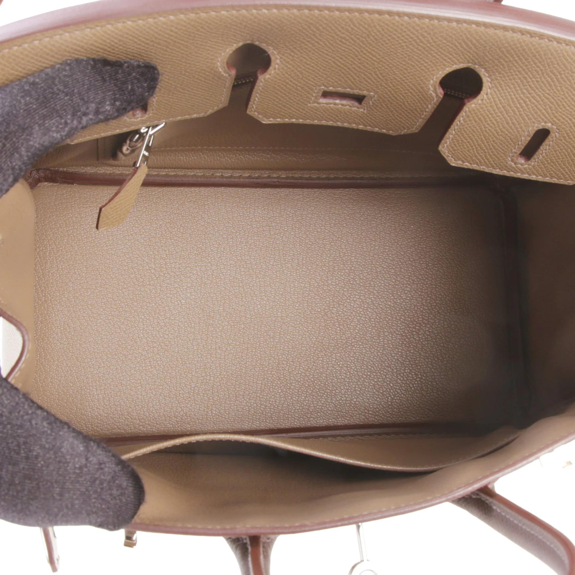 Very Good ( Rank A) HERMÈS Birkin 25 Etoupe (18) Gris Pale (M4) Ebene (46) Epsom Palladium hardware W (2024) - 9