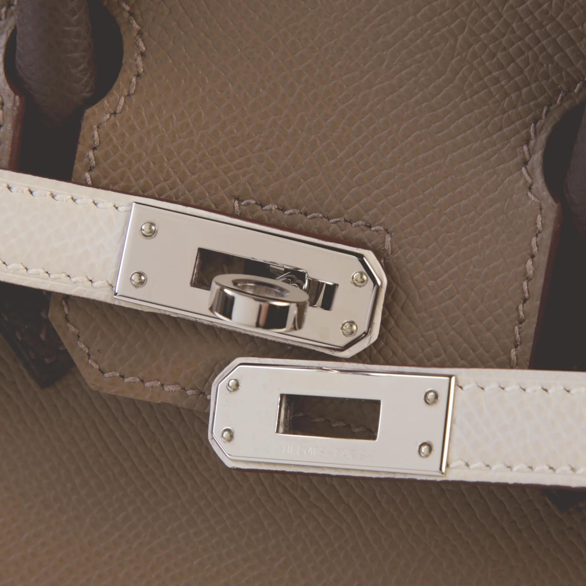 Very Good ( Rank A) HERMÈS Birkin 25 Etoupe (18) Gris Pale (M4) Ebene (46) Epsom Palladium hardware W (2024) - 7