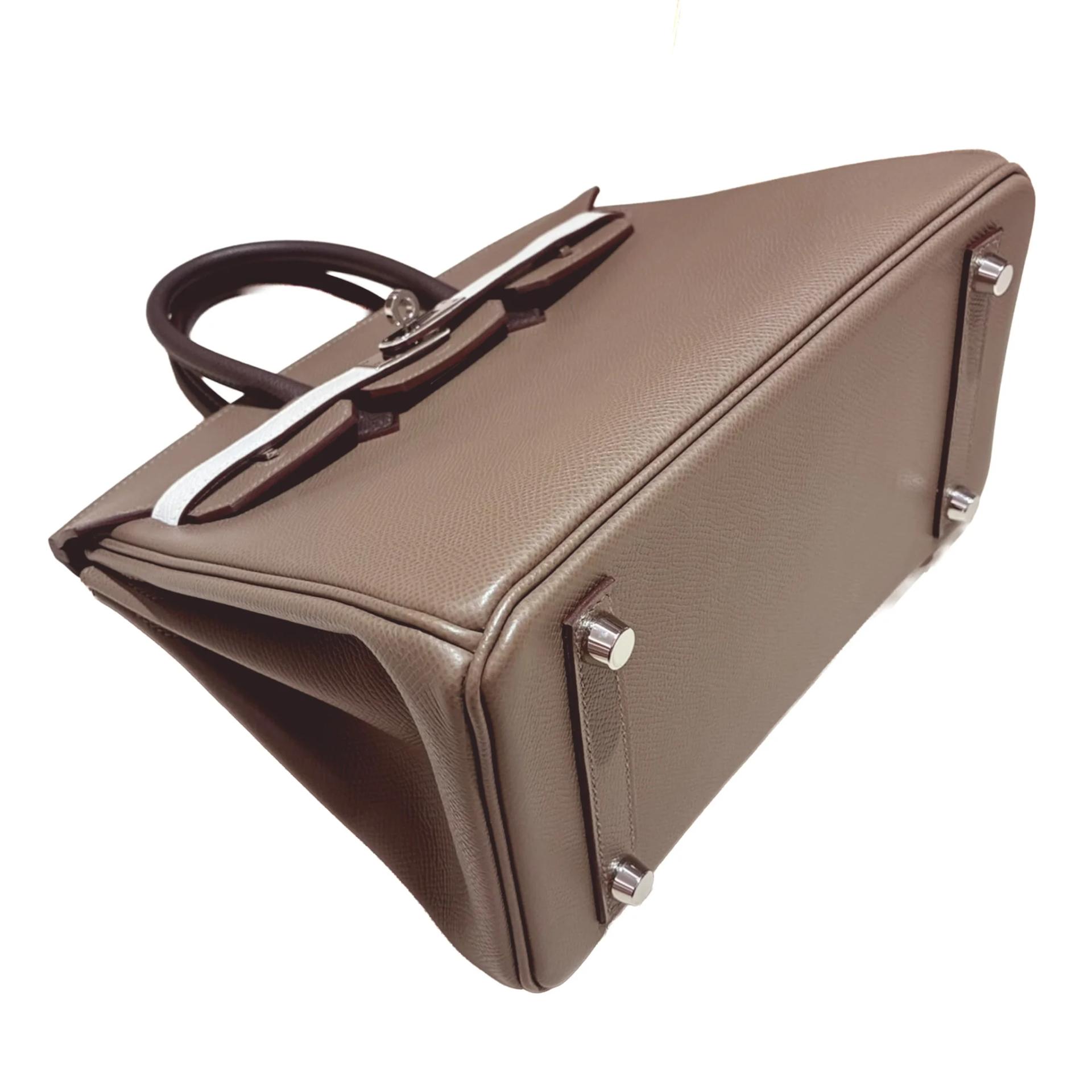 Very Good ( Rank A) HERMÈS Birkin 25 Etoupe (18) Gris Pale (M4) Ebene (46) Epsom Palladium hardware W (2024) - 3