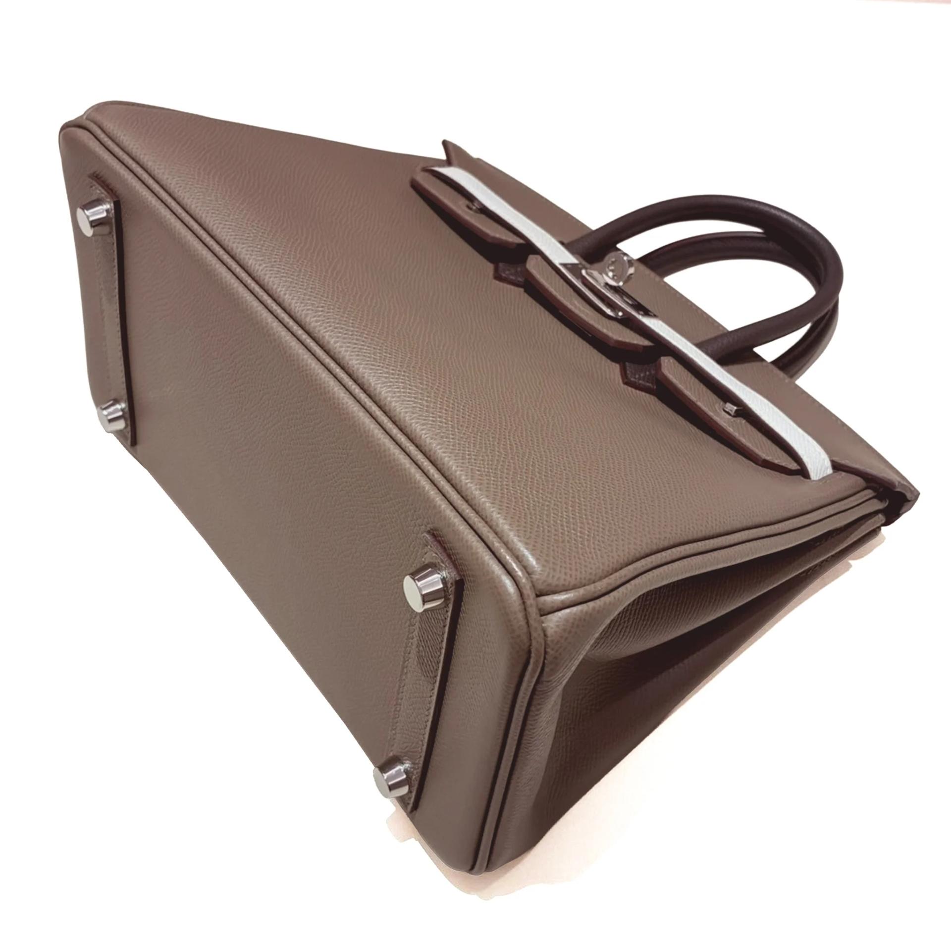 Very Good ( Rank A) HERMÈS Birkin 25 Etoupe (18) Gris Pale (M4) Ebene (46) Epsom Palladium hardware W (2024) - 4