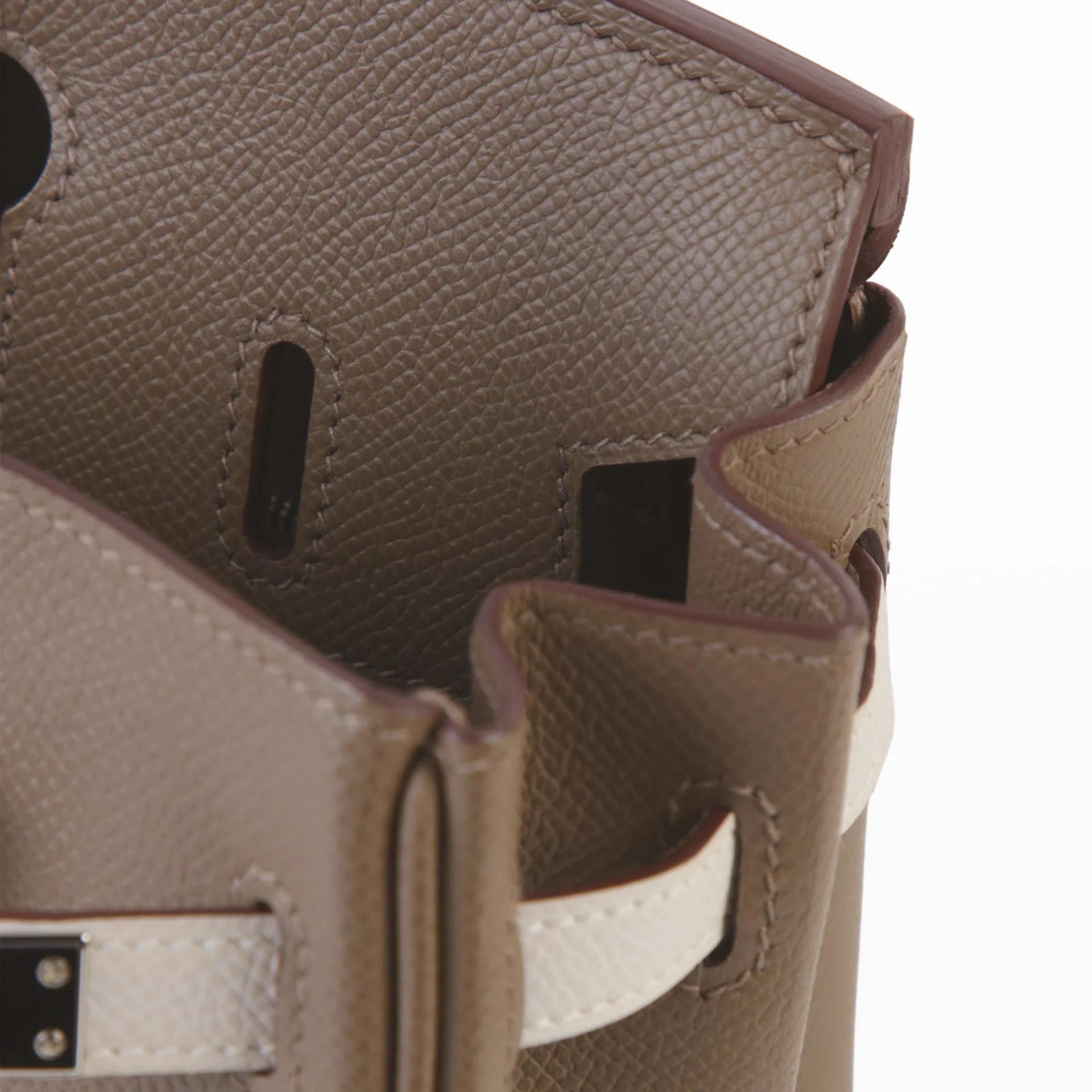 Very Good ( Rank A) HERMÈS Birkin 25 Etoupe (18) Gris Pale (M4) Ebene (46) Epsom Palladium hardware W (2024) - 10
