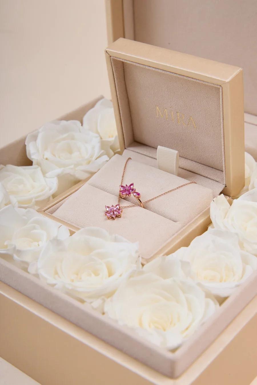 Brand New ( Rank N ) Mira Lumière Star 18K Lab-Grown Pink Sapphire Necklace 18K Rose Gold - 4