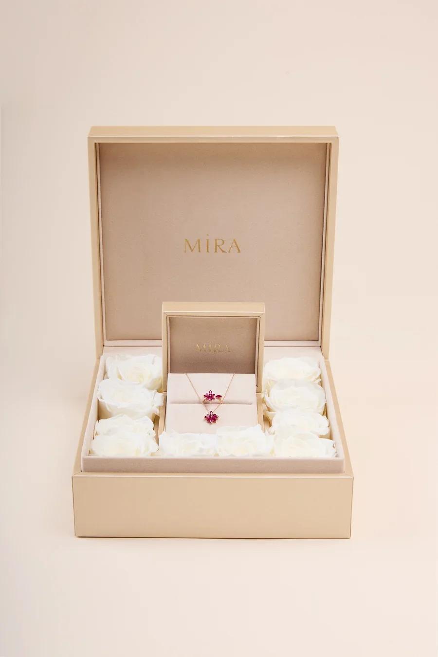 Brand New ( Rank N ) Mira Lumière Star 18K Lab-Grown Ruby Necklace 18K Rose Gold - 4